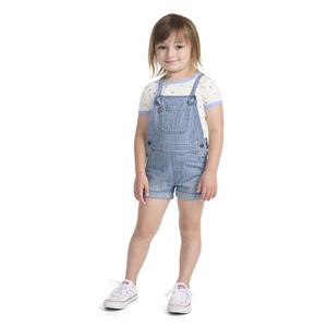 Levi's Toddler Girls' Knot Strap Pinstripe Blue Wash Denim Shortalls