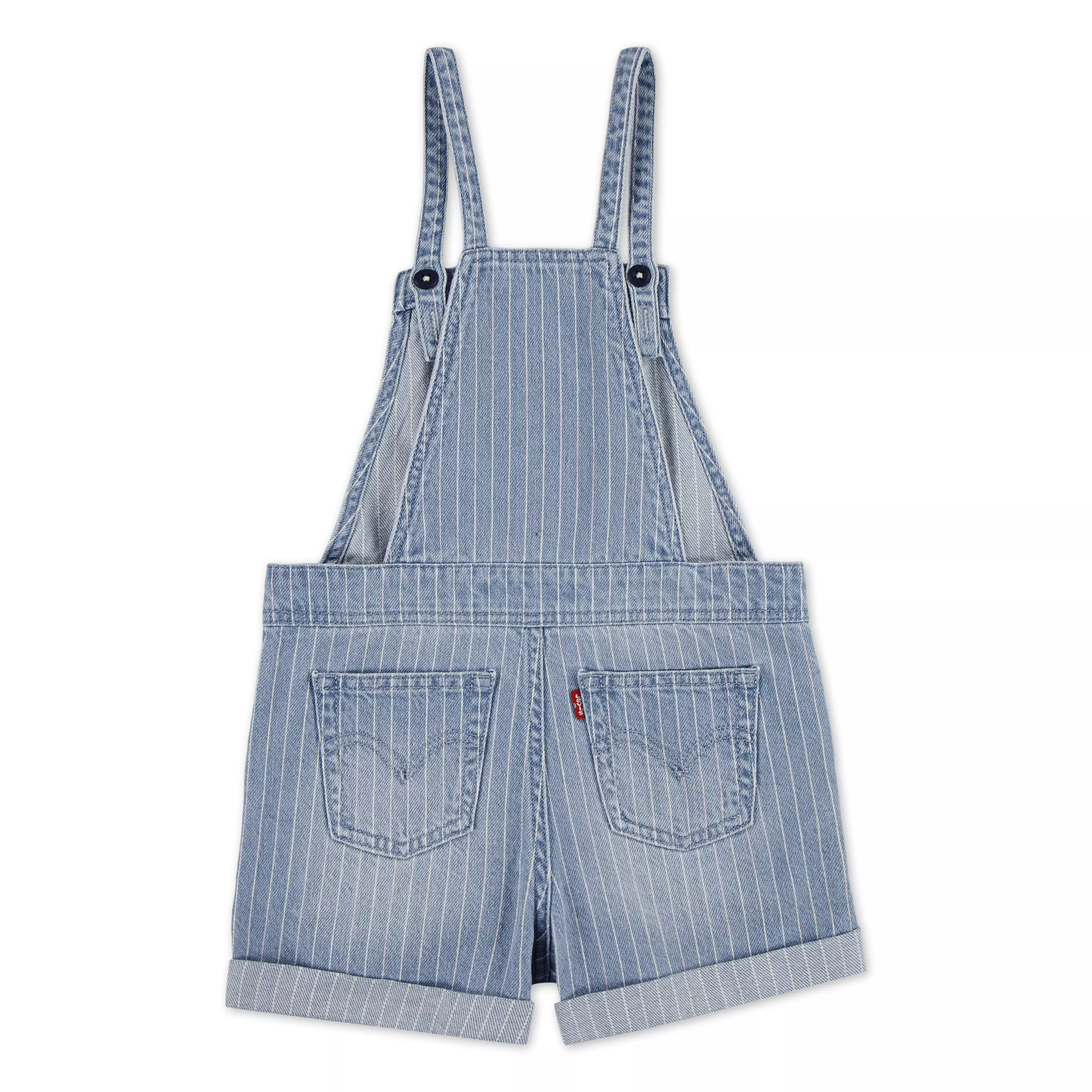 Levi's Little Girls' Knot Strap Pinstripe Blue Wash Denim Shortalls - PINSTRIPE BLUE