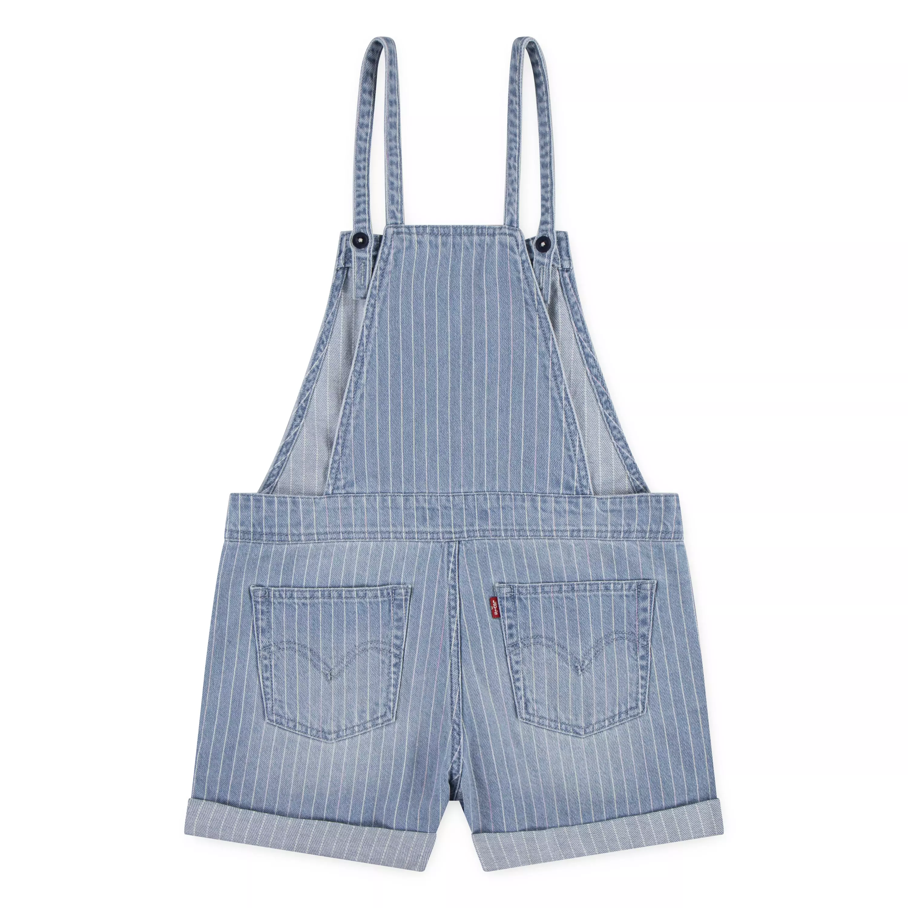 Levi's Big Girls' Knot Strap Pinstripe Blue Wash Denim Shortalls - PINSTRIPE BLUE