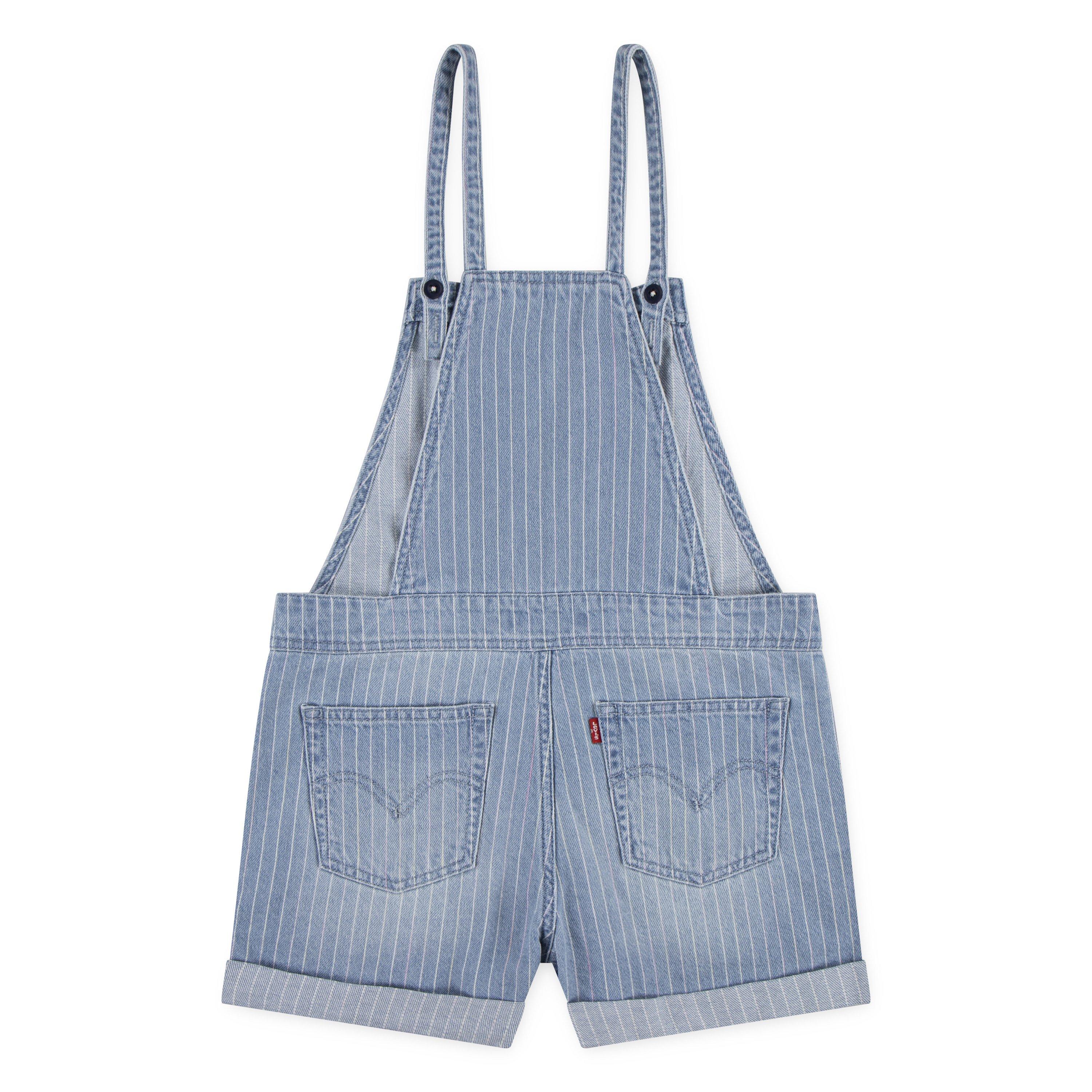 Levi's Knot Strap Big Girls' Pinstripe Blue Wash Denim Shortalls