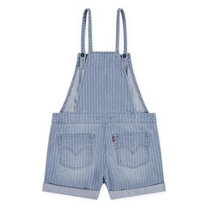 Levi's Big Girls' Knot Strap Pinstripe Blue Washed Denim Shortalls