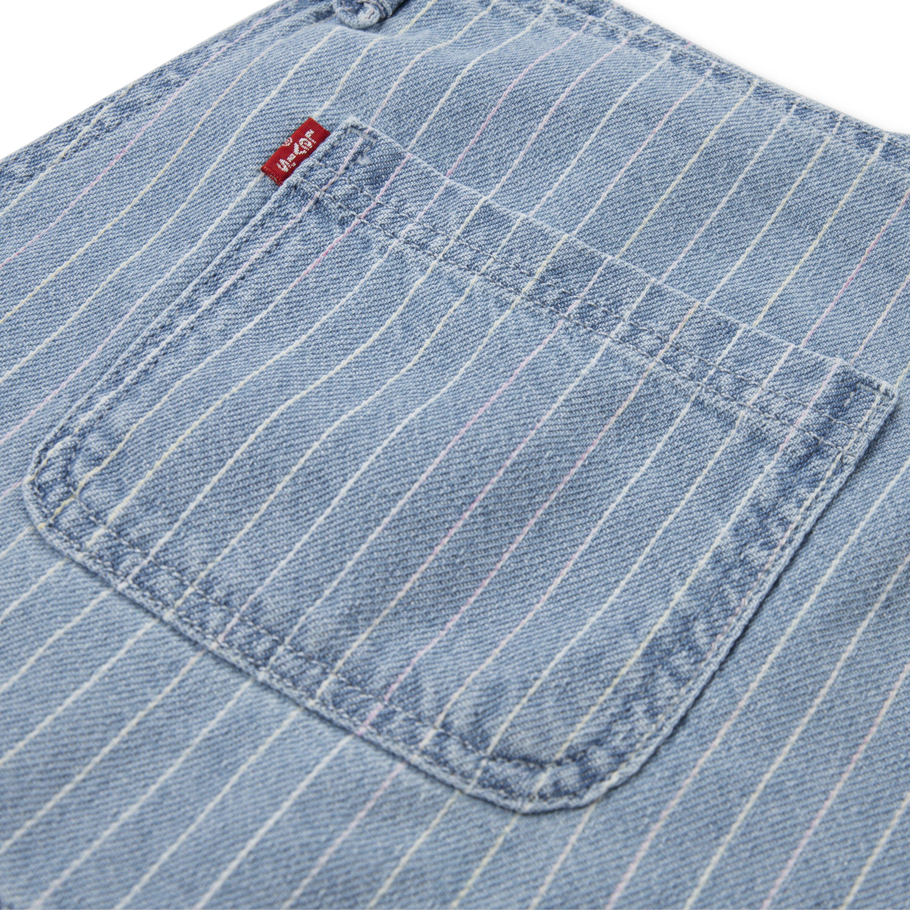 Levi's Knot Strap Big Girls' Pinstripe Blue Wash Denim Shortalls