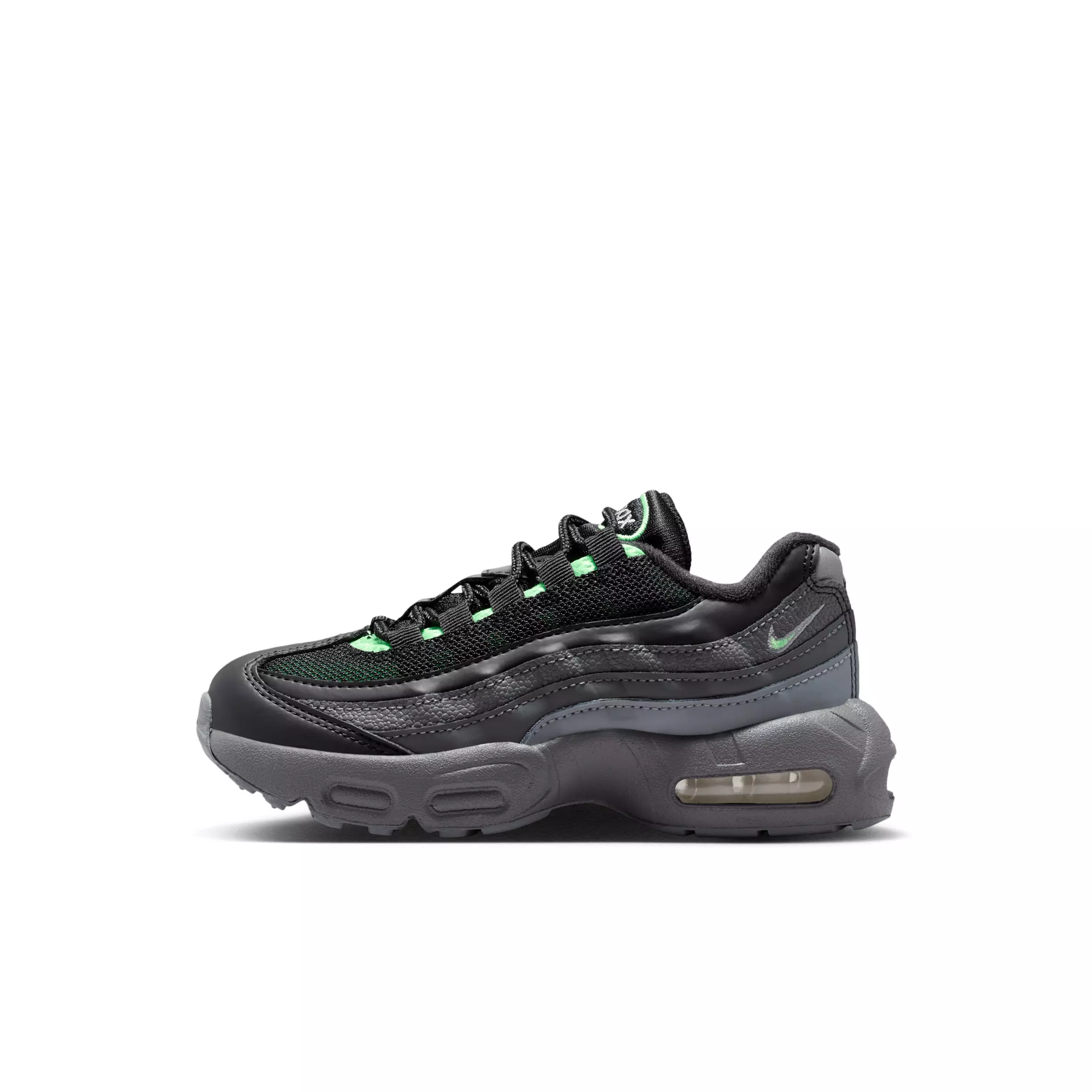 Nike Air Max 95 Recraft "Black/Cool Grey/Iron Grey/Illusion Green" Preschool Boys' Shoe - BLACK/GREY/GREY/GREEN