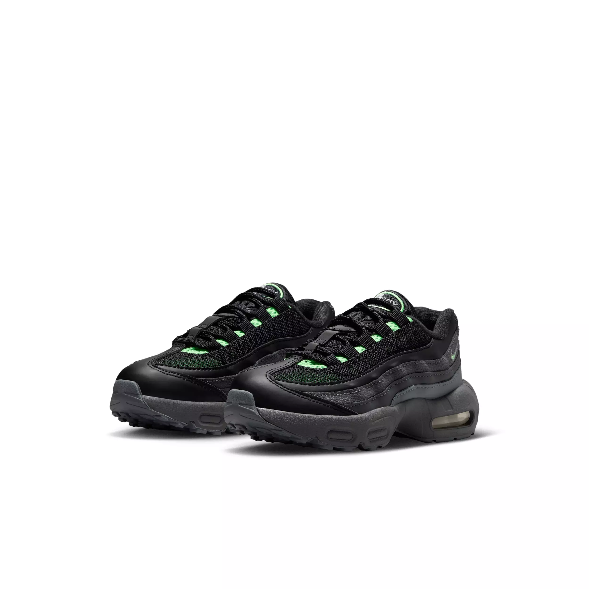 Nike Air Max 95 Recraft "Black/Cool Grey/Iron Grey/Illusion Green" Preschool Boys' Shoe - BLACK/GREY/GREY/GREEN