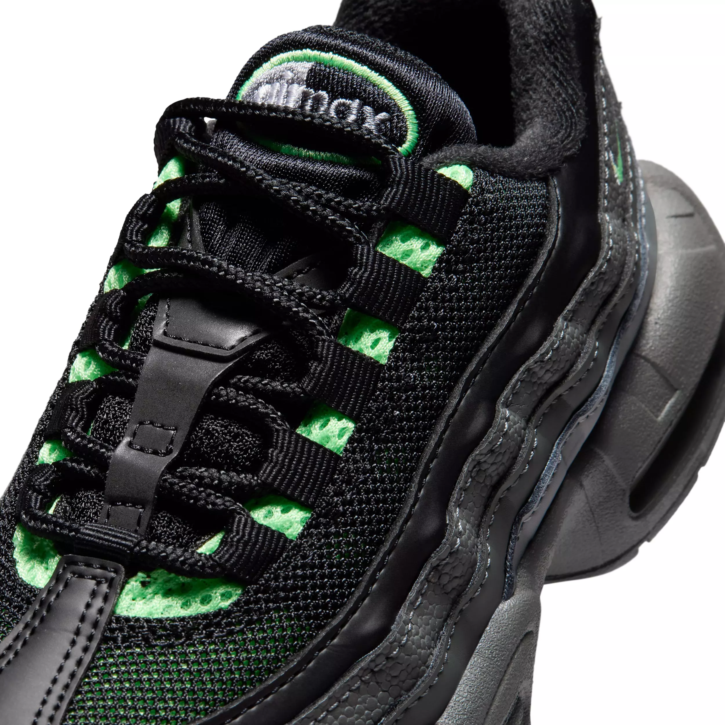 Nike Air Max 95 Recraft "Black/Cool Grey/Iron Grey/Illusion Green" Preschool Boys' Shoe - BLACK/GREY/GREY/GREEN