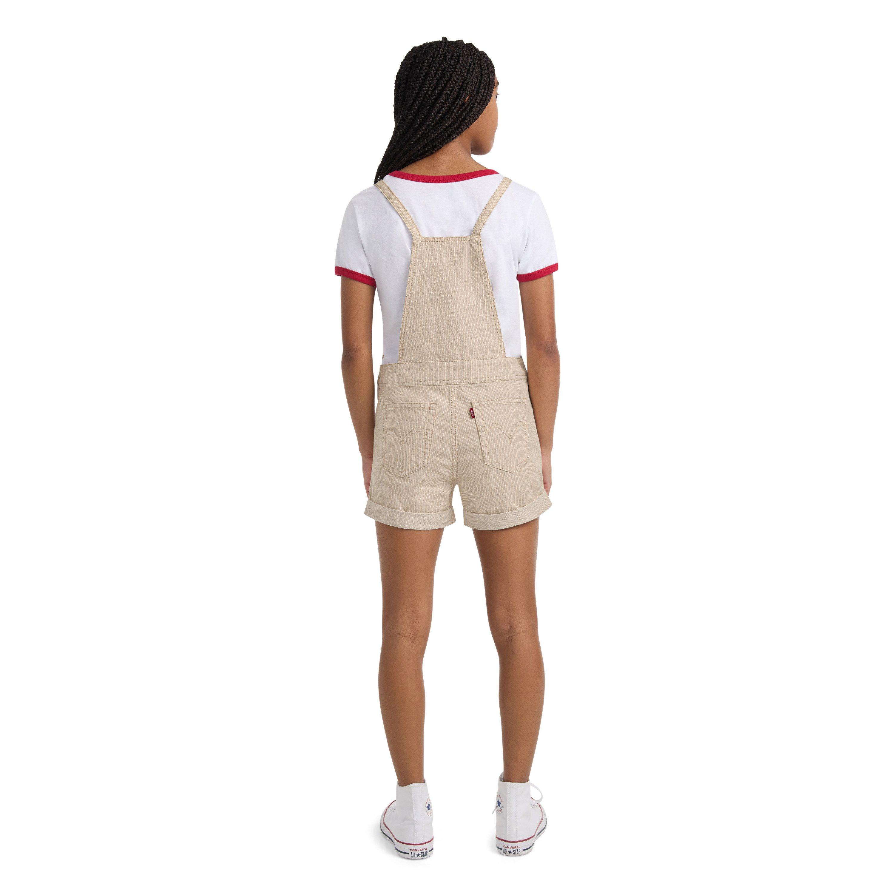 Levi's Knot Strap Big Girls' Cream Wash Denim Shortalls