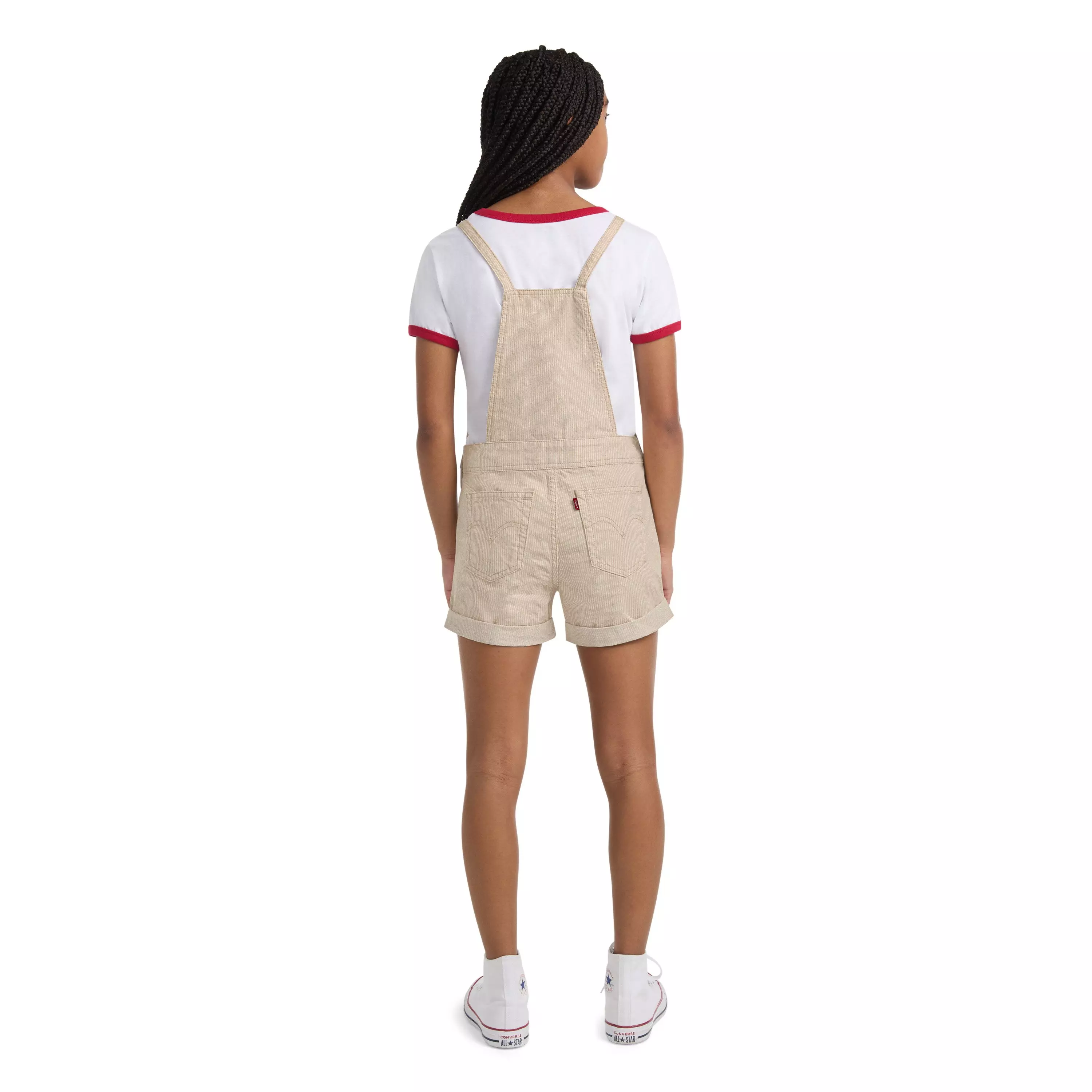 Levi's Knot Strap Big Girls' Cream Wash Denim Shortalls - CREAM