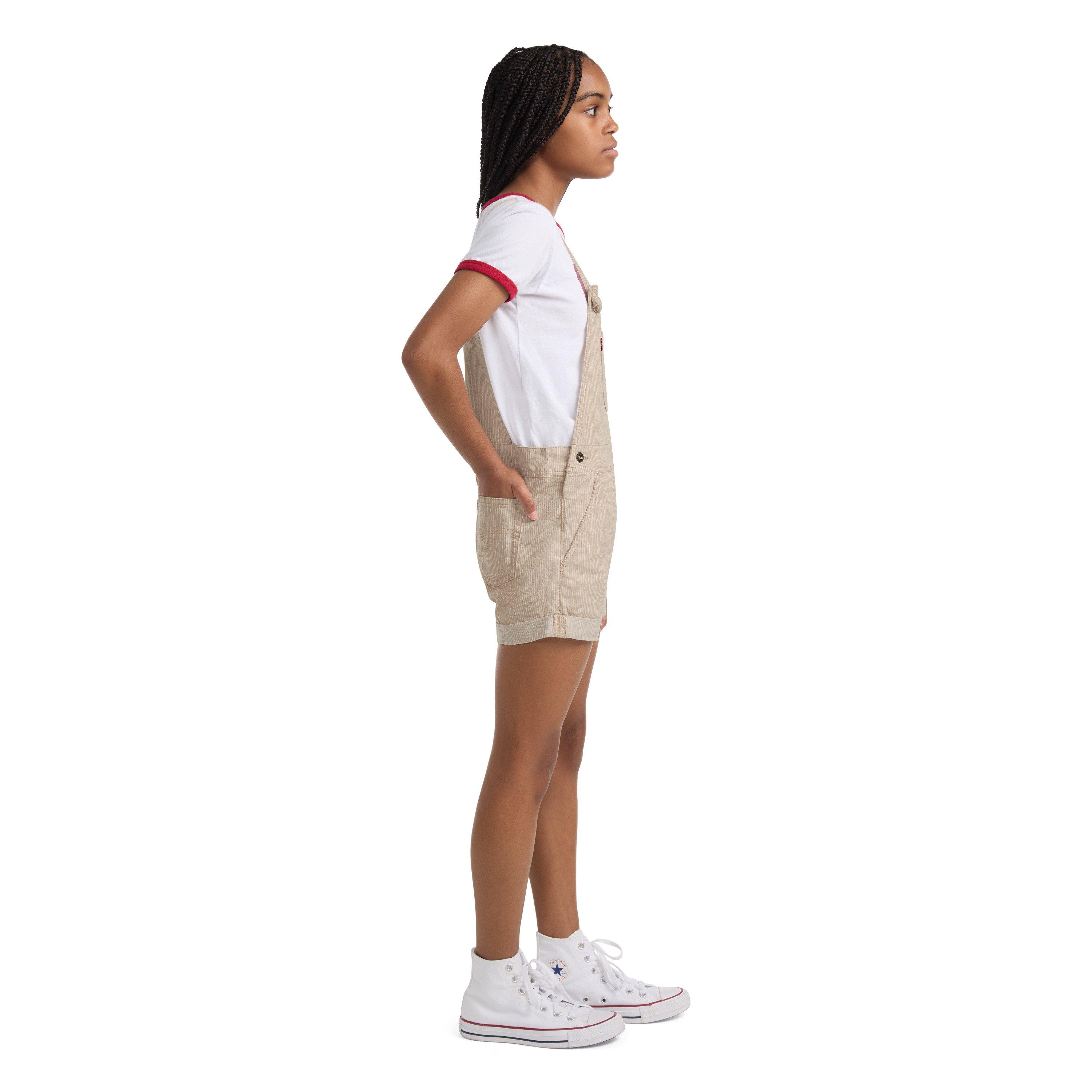 Levi's Knot Strap Big Girls' Cream Wash Denim Shortalls