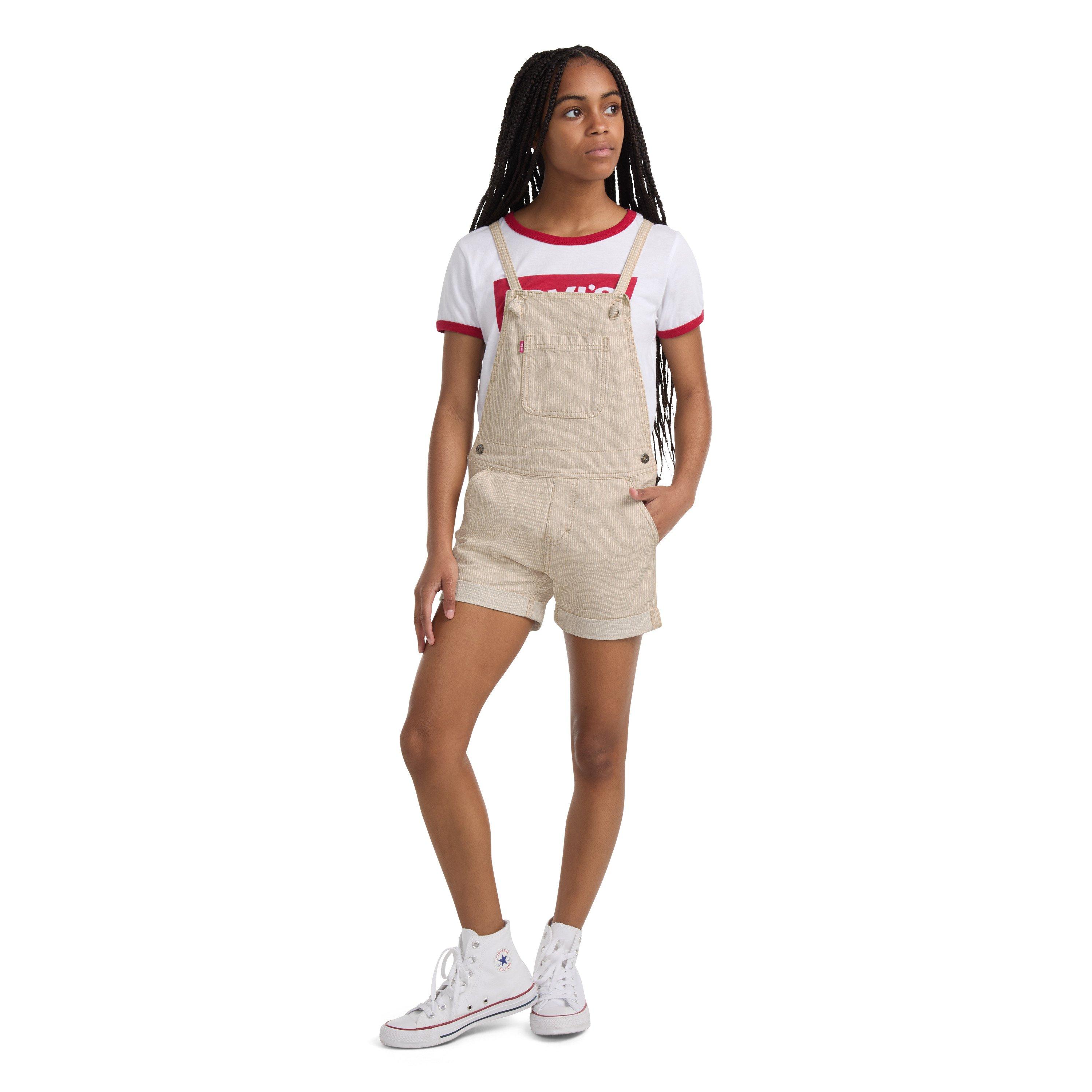 Levi's Knot Strap Big Girls' Cream Wash Denim Shortalls