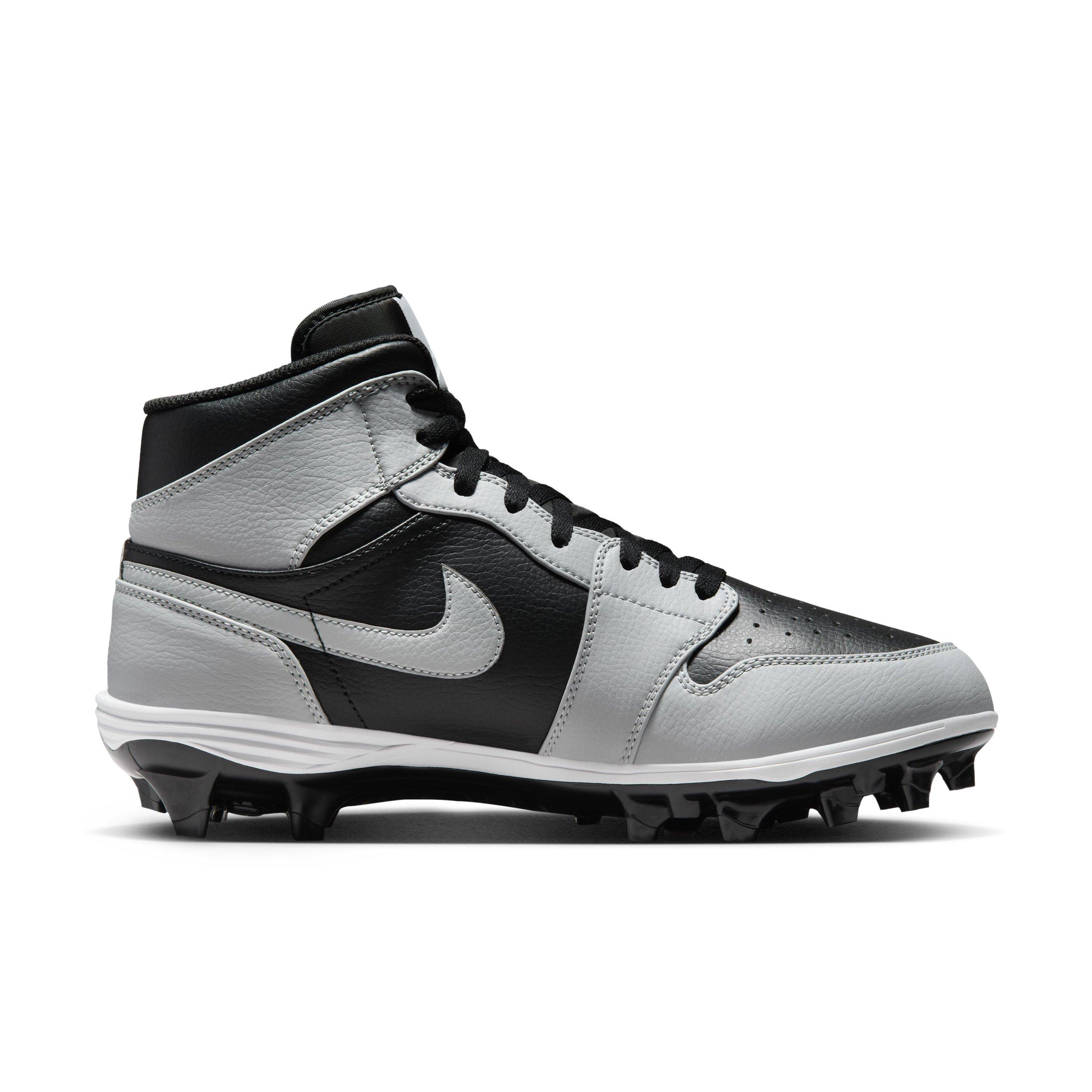 Jordan 1 Mid TD "Black/Light Smoke Grey/Black/Light Smoke Grey" Men's Football Cleat - BLACK/LT GREY/BLACK/LT GREY Thumbnail View 1