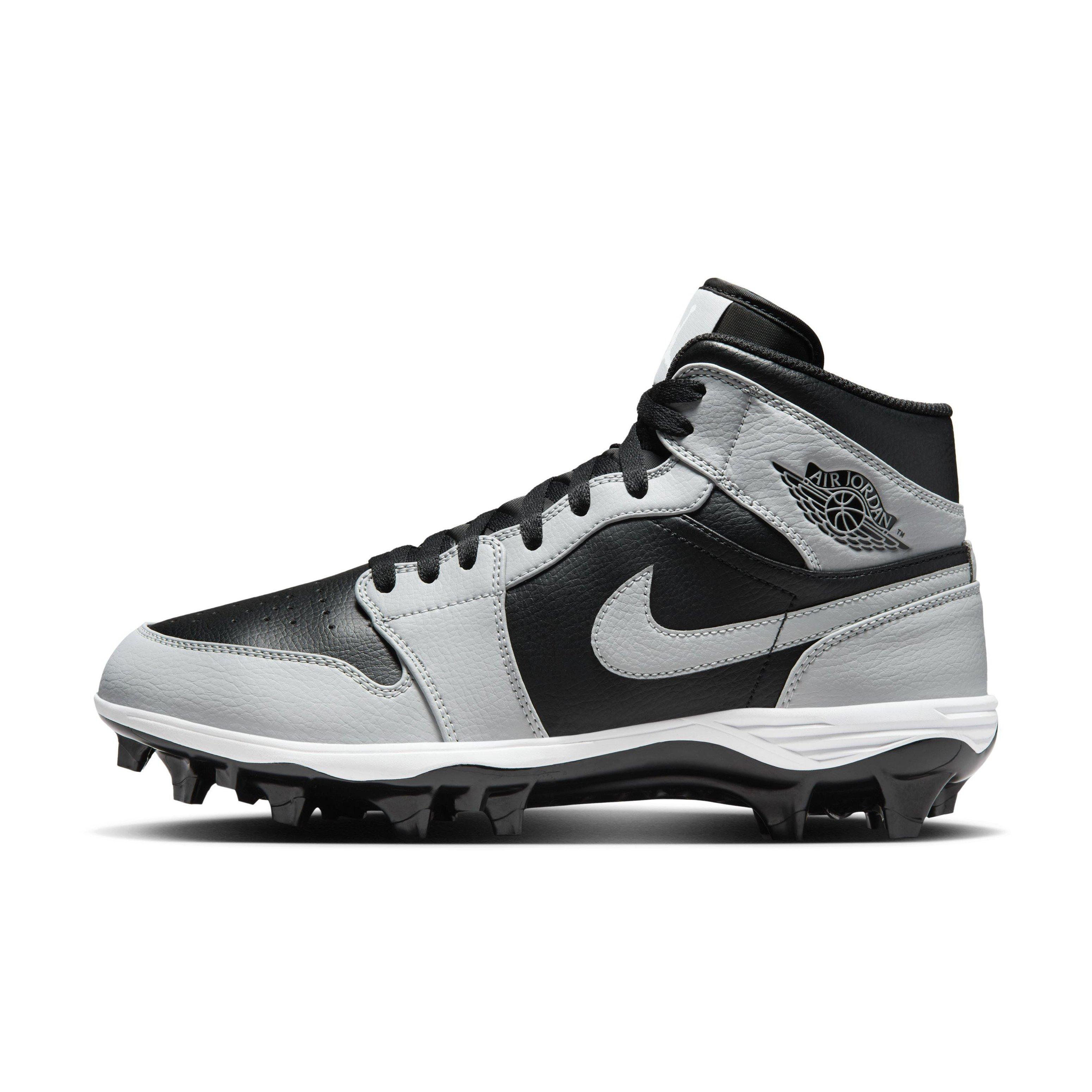 Jordan 1 Mid TD "Black/Light Smoke Grey/Black/Light Smoke Grey" Men's Football Cleat - BLACK/LT GREY/BLACK/LT GREY Thumbnail View 2
