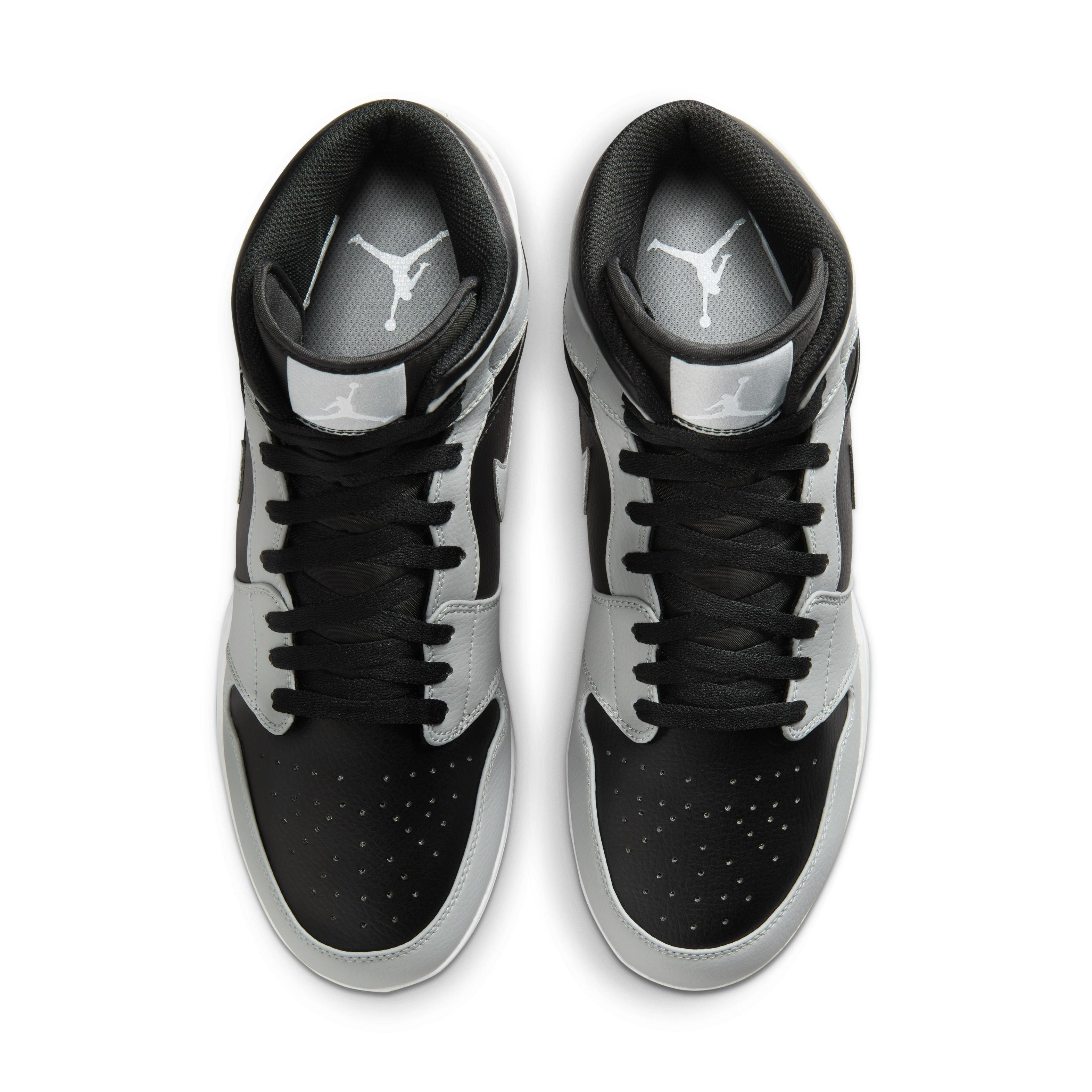 Jordan 1 Mid TD "Black/Light Smoke Grey/Black/Light Smoke Grey" Men's Football Cleat - BLACK/LT GREY/BLACK/LT GREY Thumbnail View 4