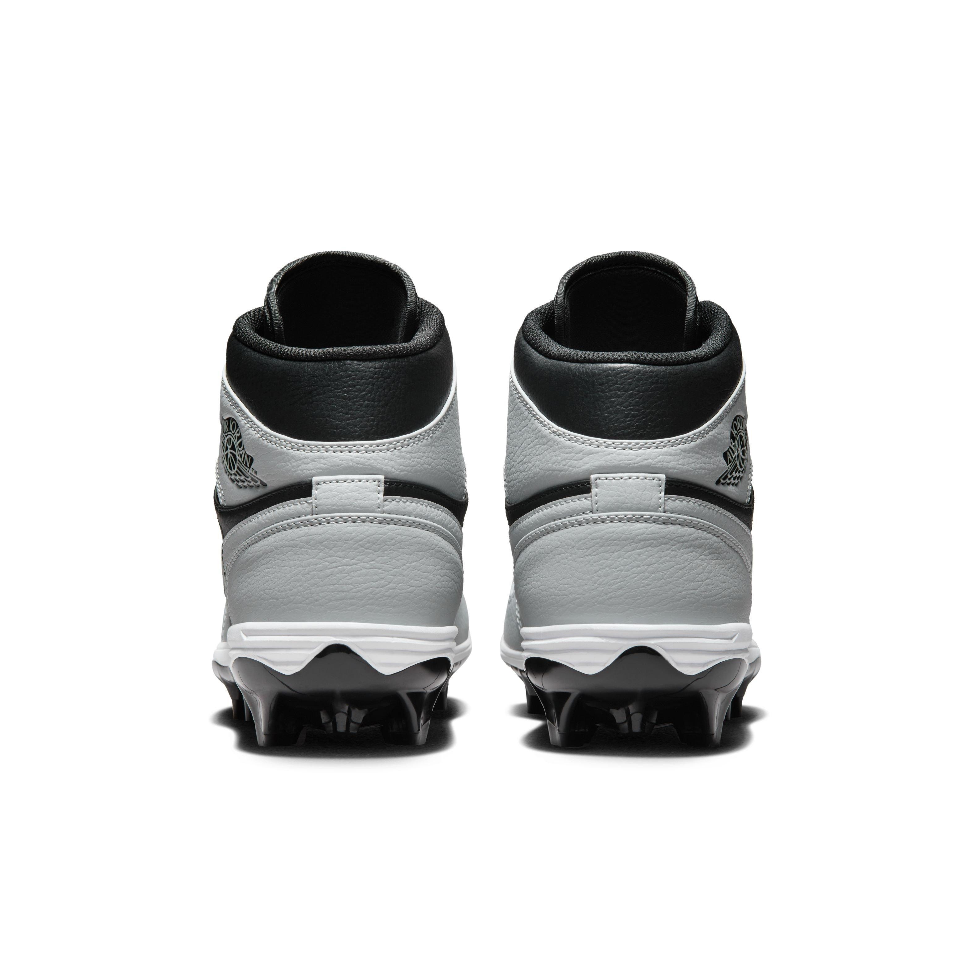 Jordan 1 Mid TD "Black/Light Smoke Grey/Black/Light Smoke Grey" Men's Football Cleat - BLACK/LT GREY/BLACK/LT GREY Thumbnail View 5