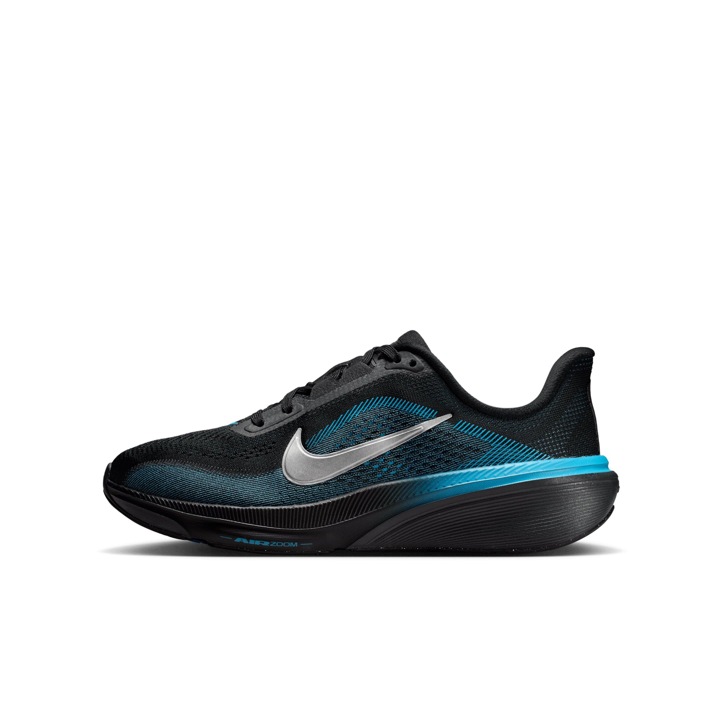 Nike Pegasus 42 "Black/Light Blue/Anthracite/Metallic Silver" Grade School Boys' Running Shoe - BLACK/LT BLUE/ANTHRACITE/SILVER Thumbnail View 2