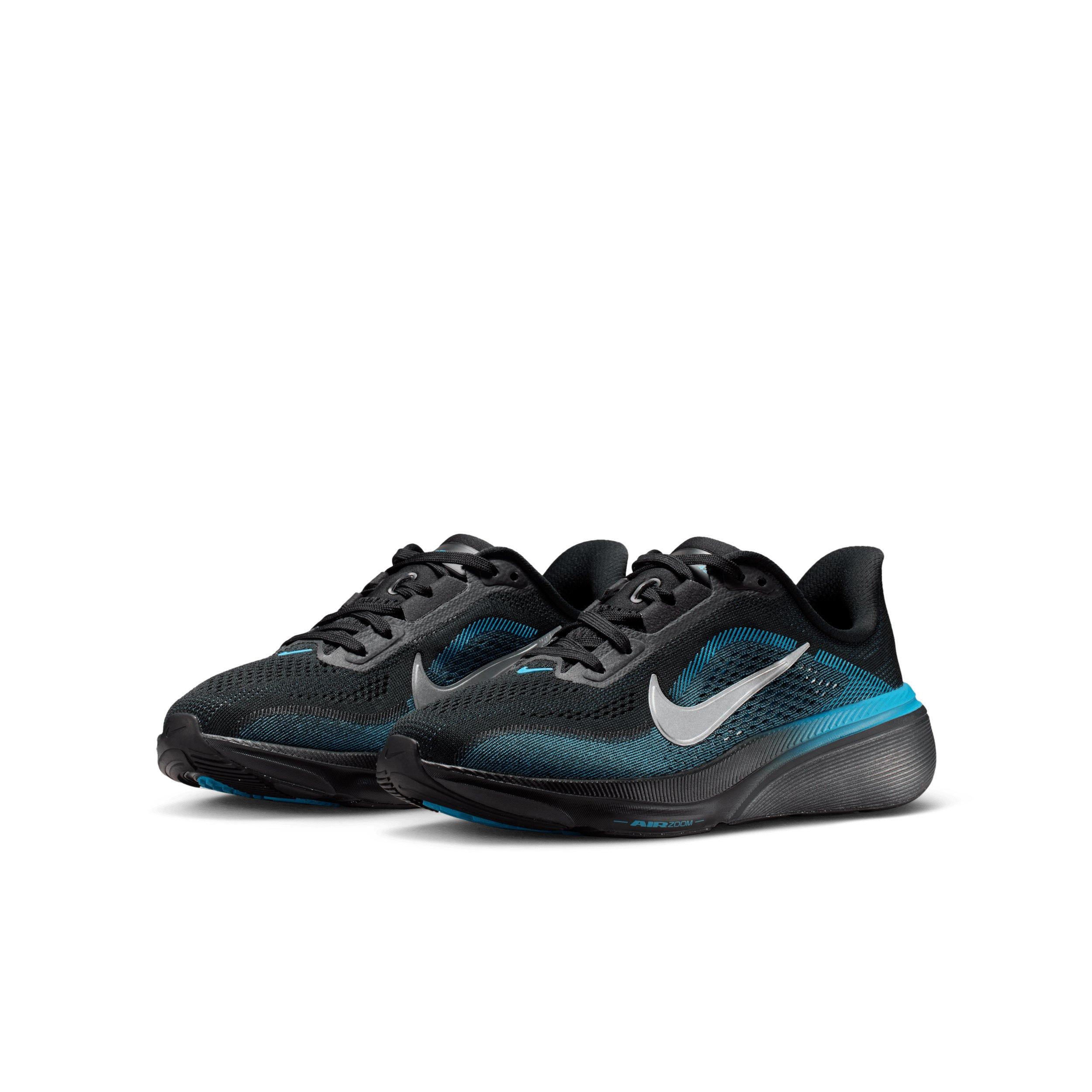 Nike Pegasus 42 "Black/Light Blue/Anthracite/Metallic Silver" Grade School Boys' Running Shoe - BLACK/LT BLUE/ANTHRACITE/SILVER Thumbnail View 3