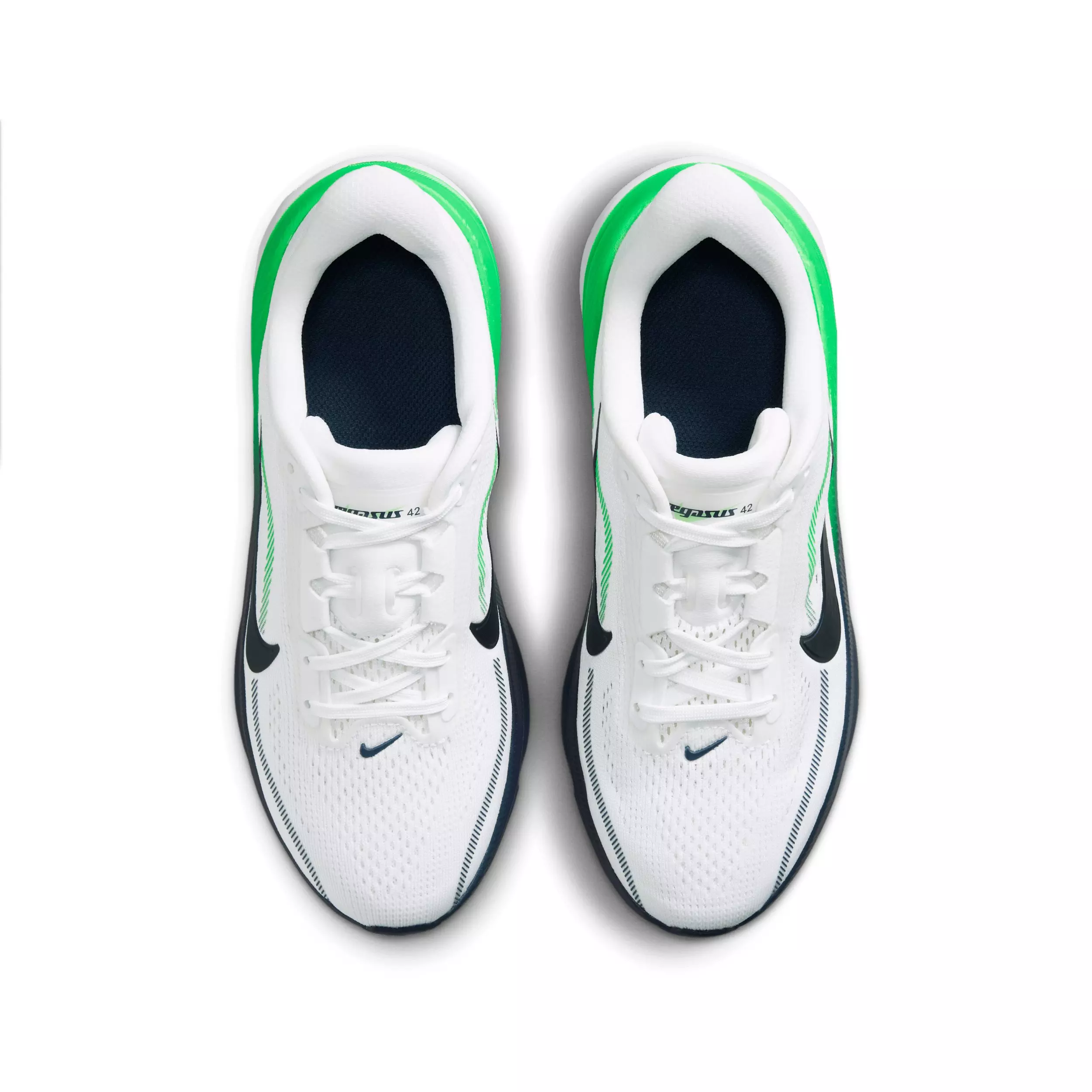 Nike Pegasus 42 "White/Green Spark/Midnight Navy" Grade School Boys' Running Shoe - WHITE/GREEN/NAVY