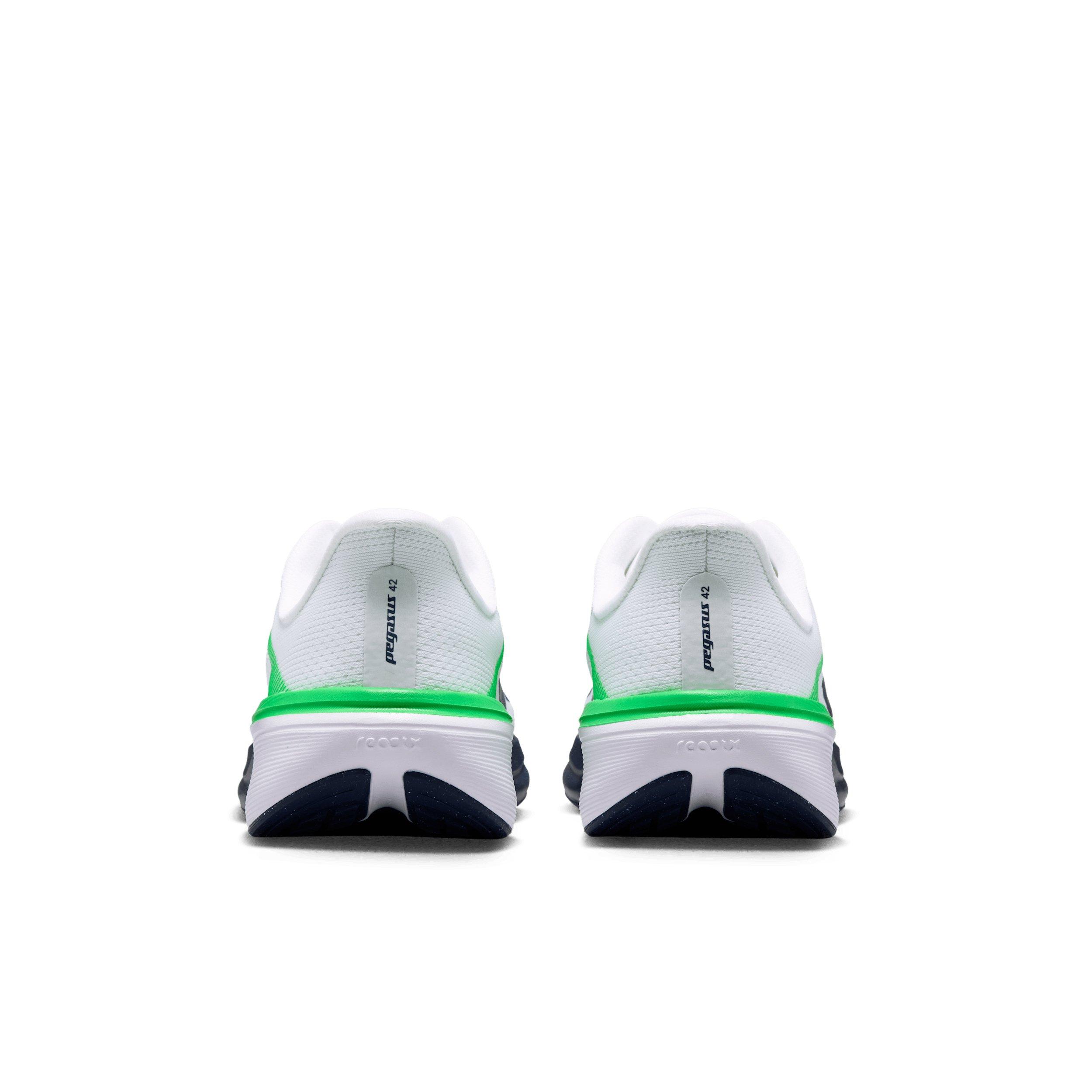 Nike Pegasus 42 "White/Green Spark/Midnight Navy" Grade School Boys' Running Shoe - WHITE/GREEN/NAVY Thumbnail View 5
