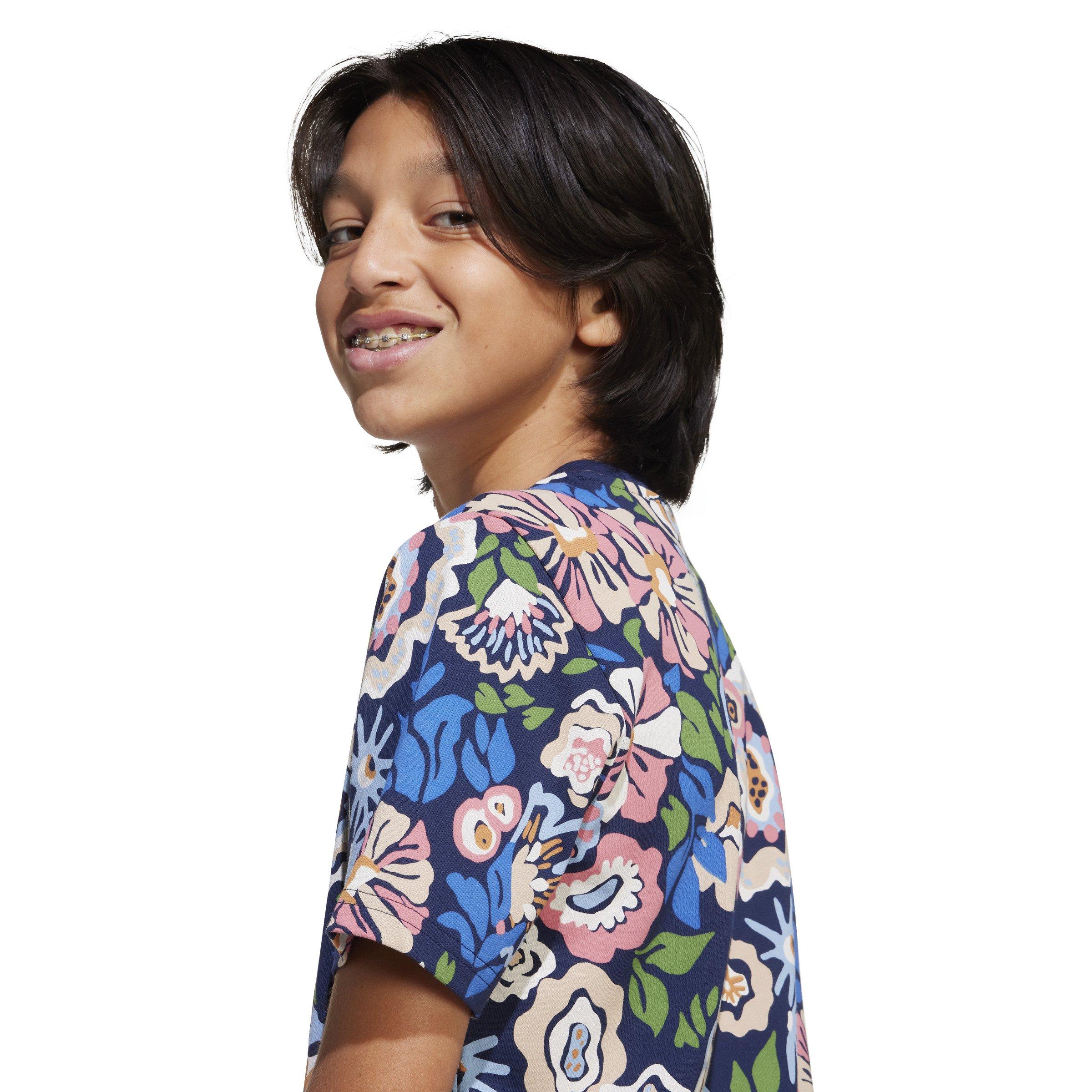 adidas Big Kids' x Liberty London T-Shirt - Blue - BLUE Thumbnail View 4