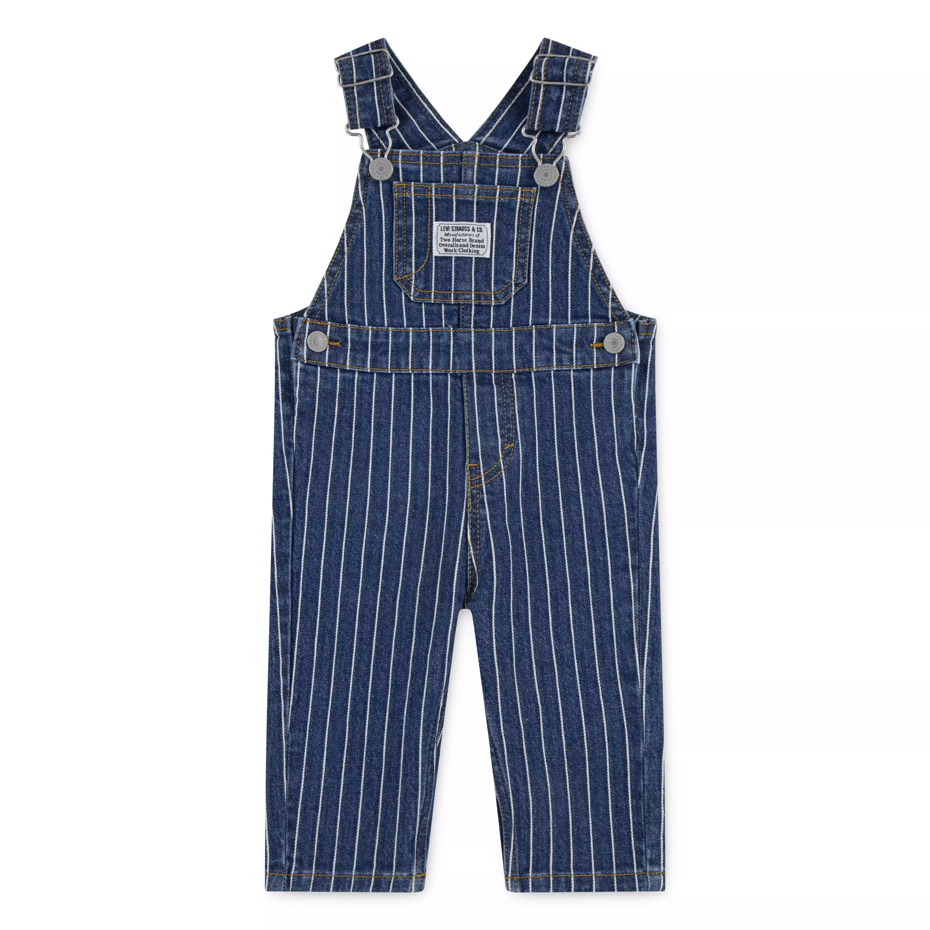 Levi's Baby Girls' Herringbone Dark Wash Denim Overalls - DARK BLUE