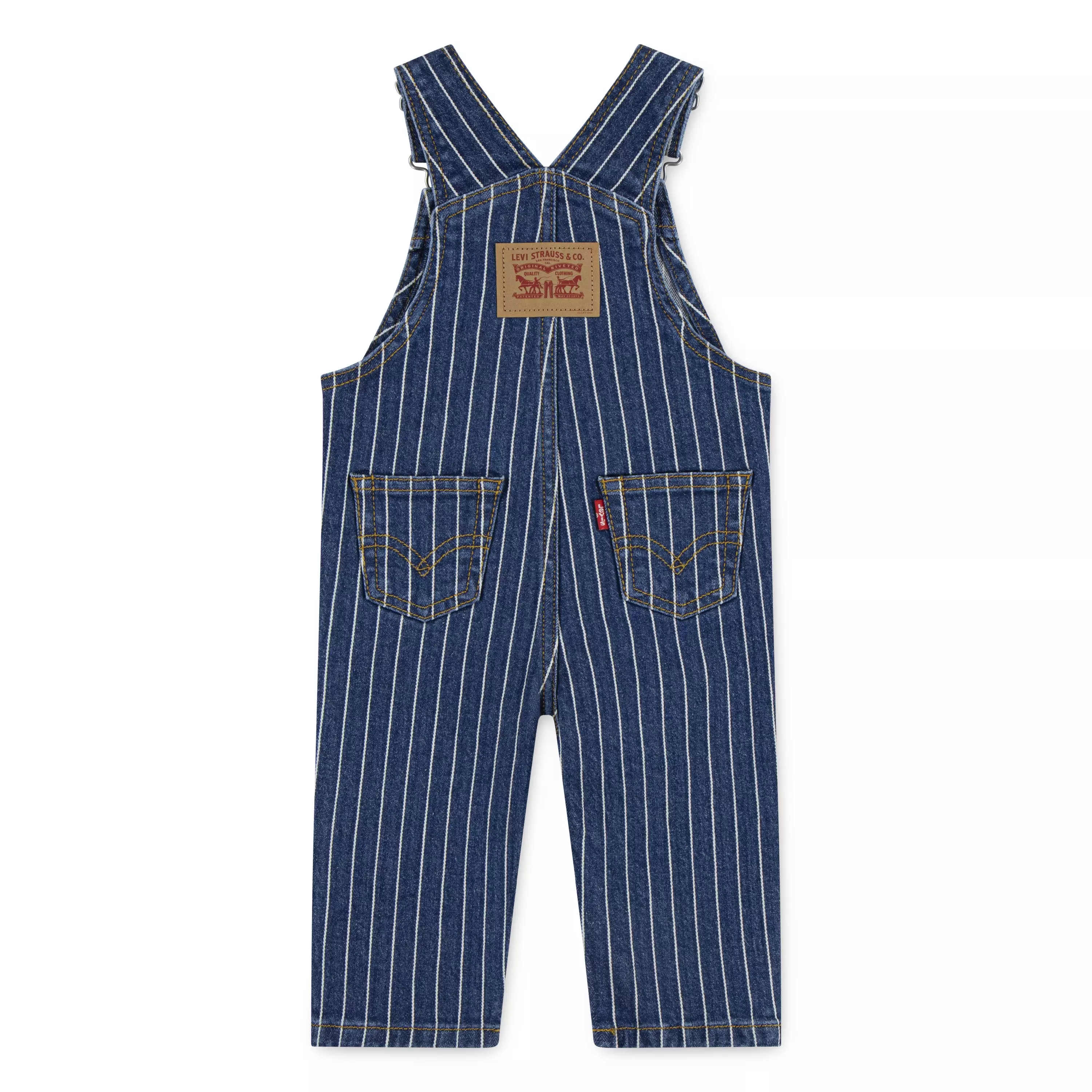 Levi's Herringbone Baby Girls' Dark Wash Denim Overalls - DARK BLUE