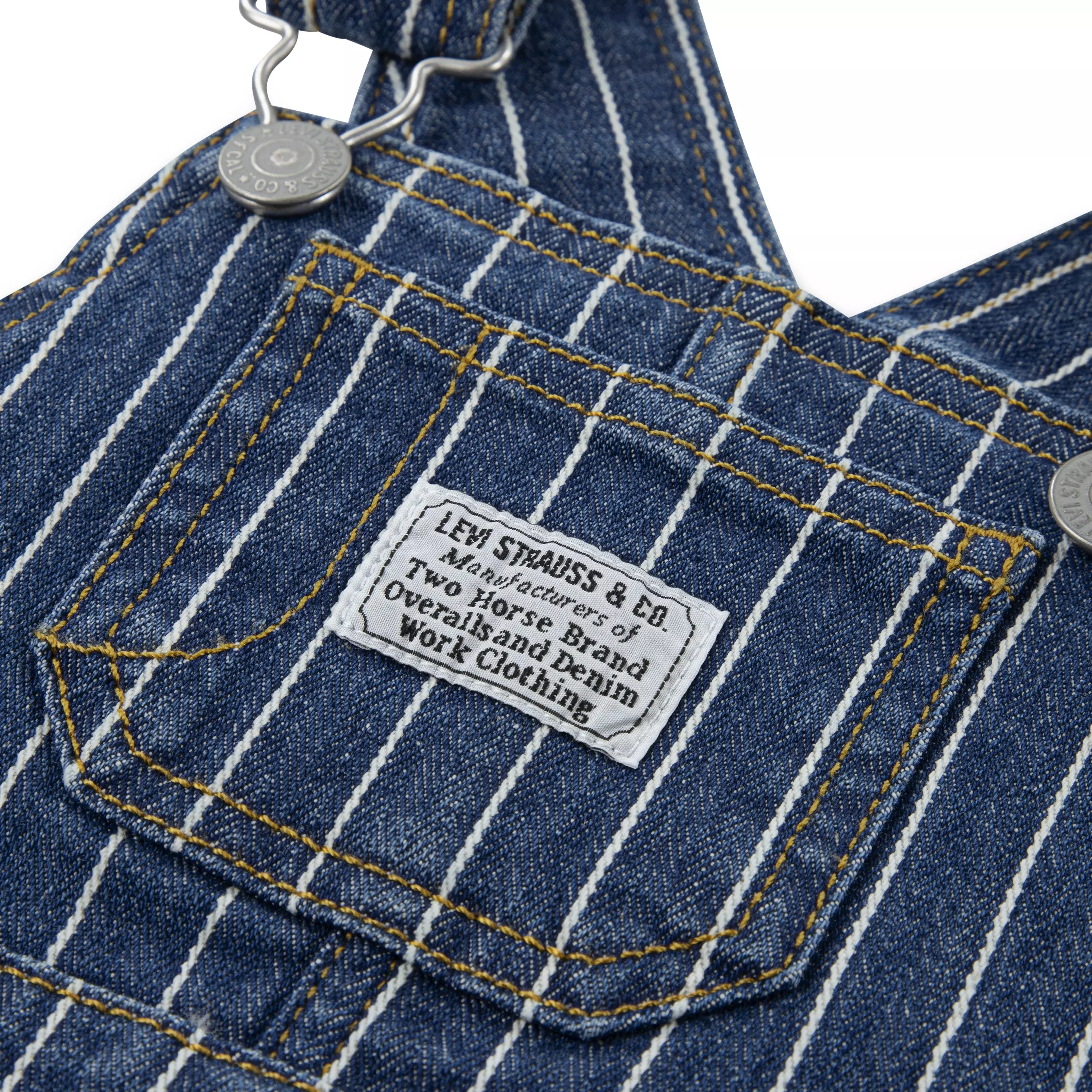 Levi's Baby Girls' Herringbone Dark Wash Denim Overalls - DARK BLUE