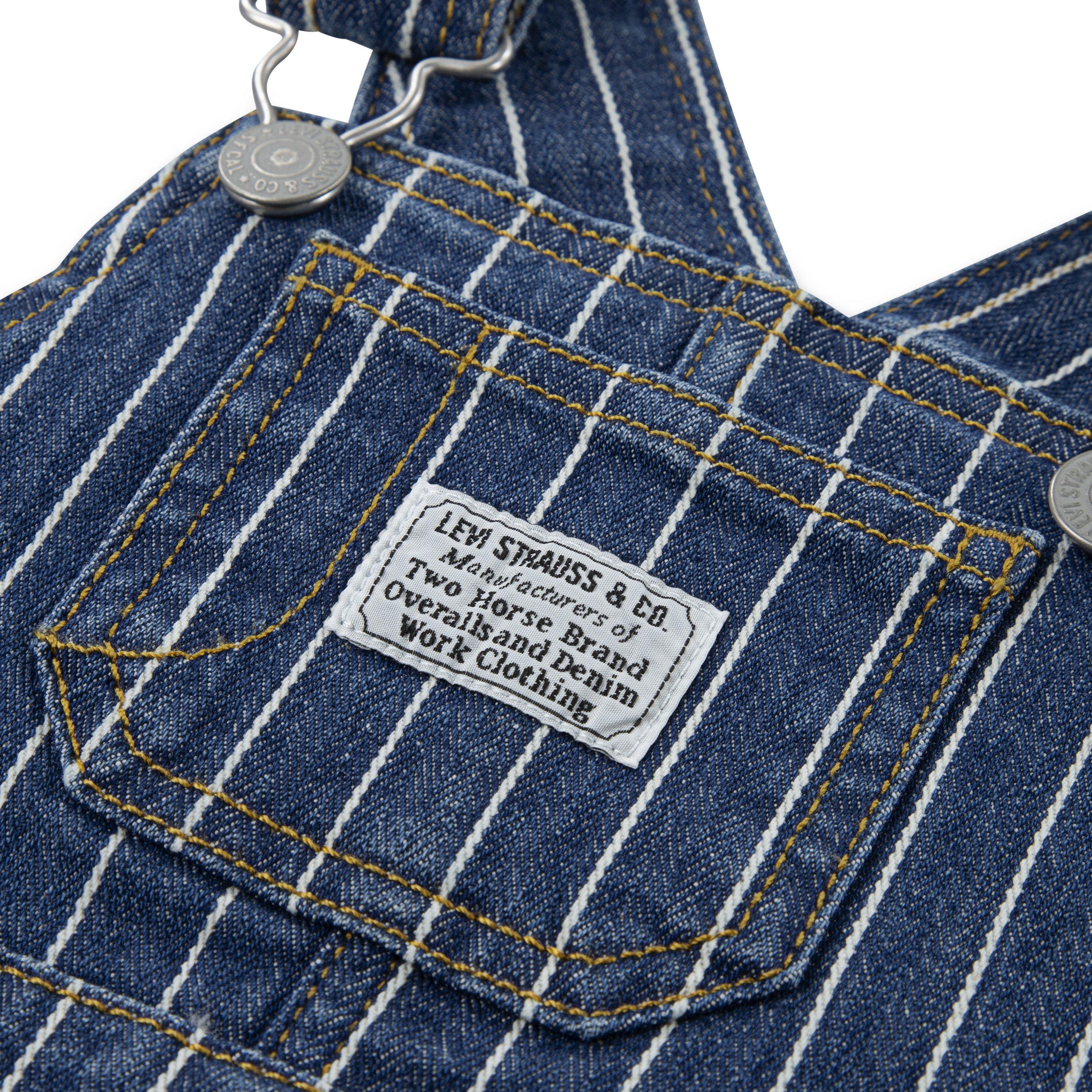 Levi's Herringbone Baby Girls' Dark Wash Denim Overalls - DARK BLUE Thumbnail View 3