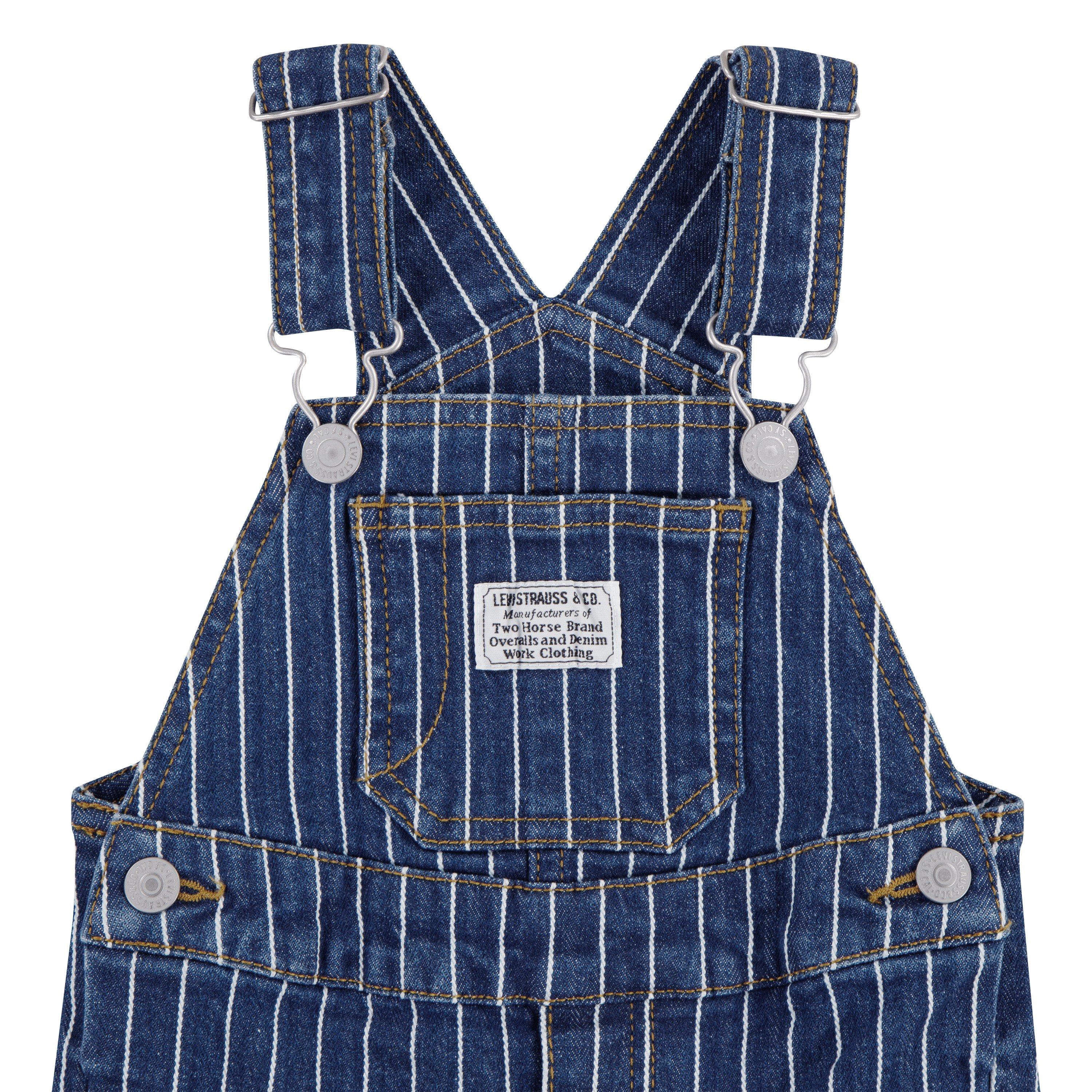 Levi's Infant Girls' Herringbone Dark Wash Denim Overalls - DARK BLUE Thumbnail View 3
