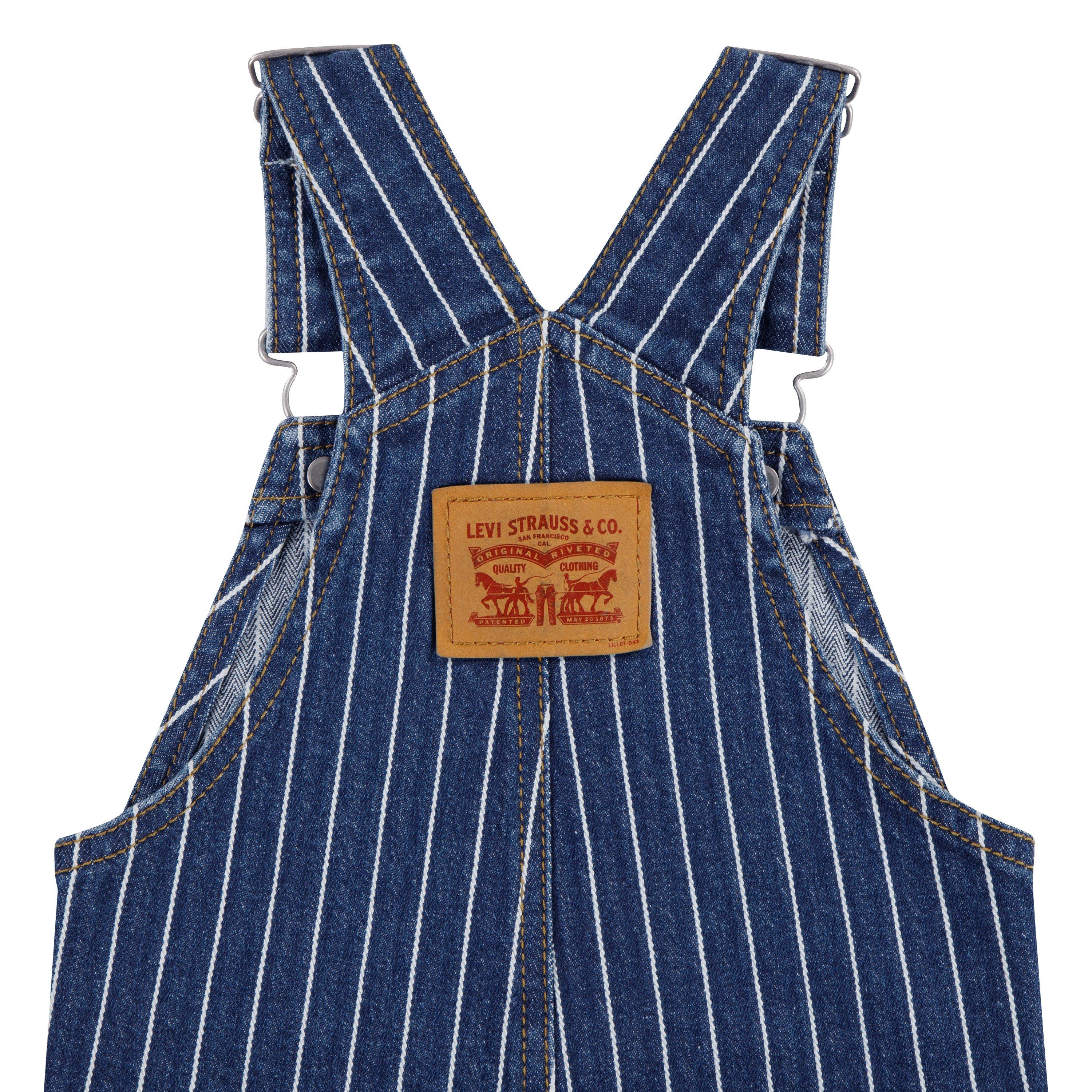 Levi's Infant Girls' Herringbone Dark Wash Denim Overalls - DARK BLUE Thumbnail View 4