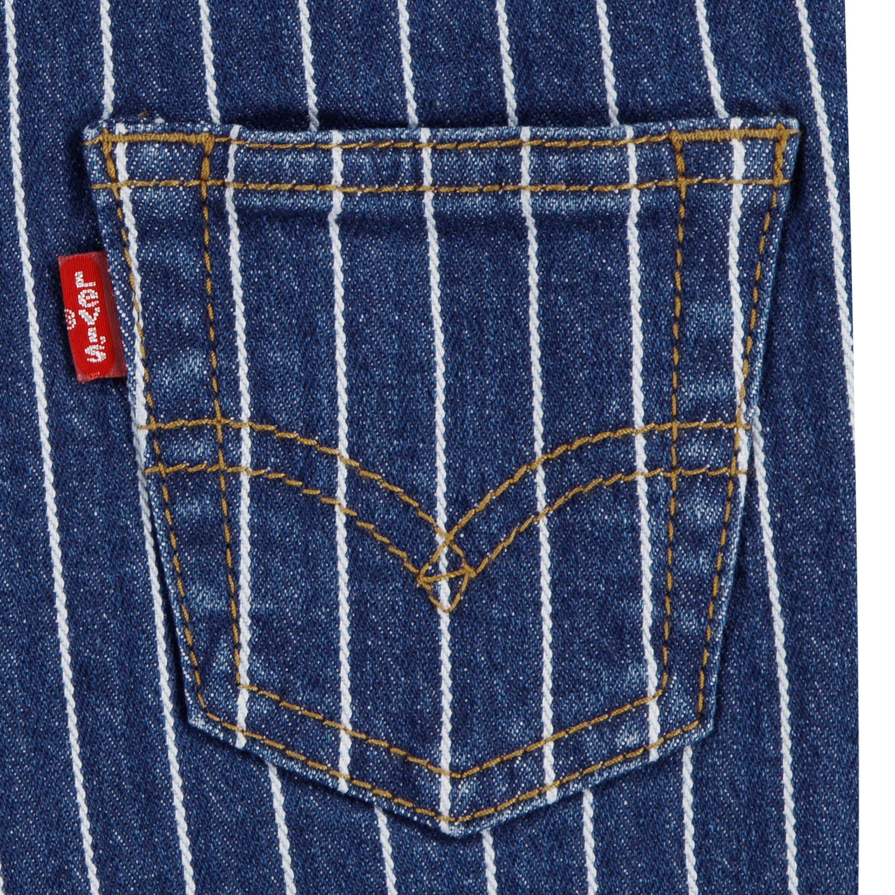 Levi's Herringbone Infant Girls' Dark Wash Denim Overalls - DARK BLUE Thumbnail View 5