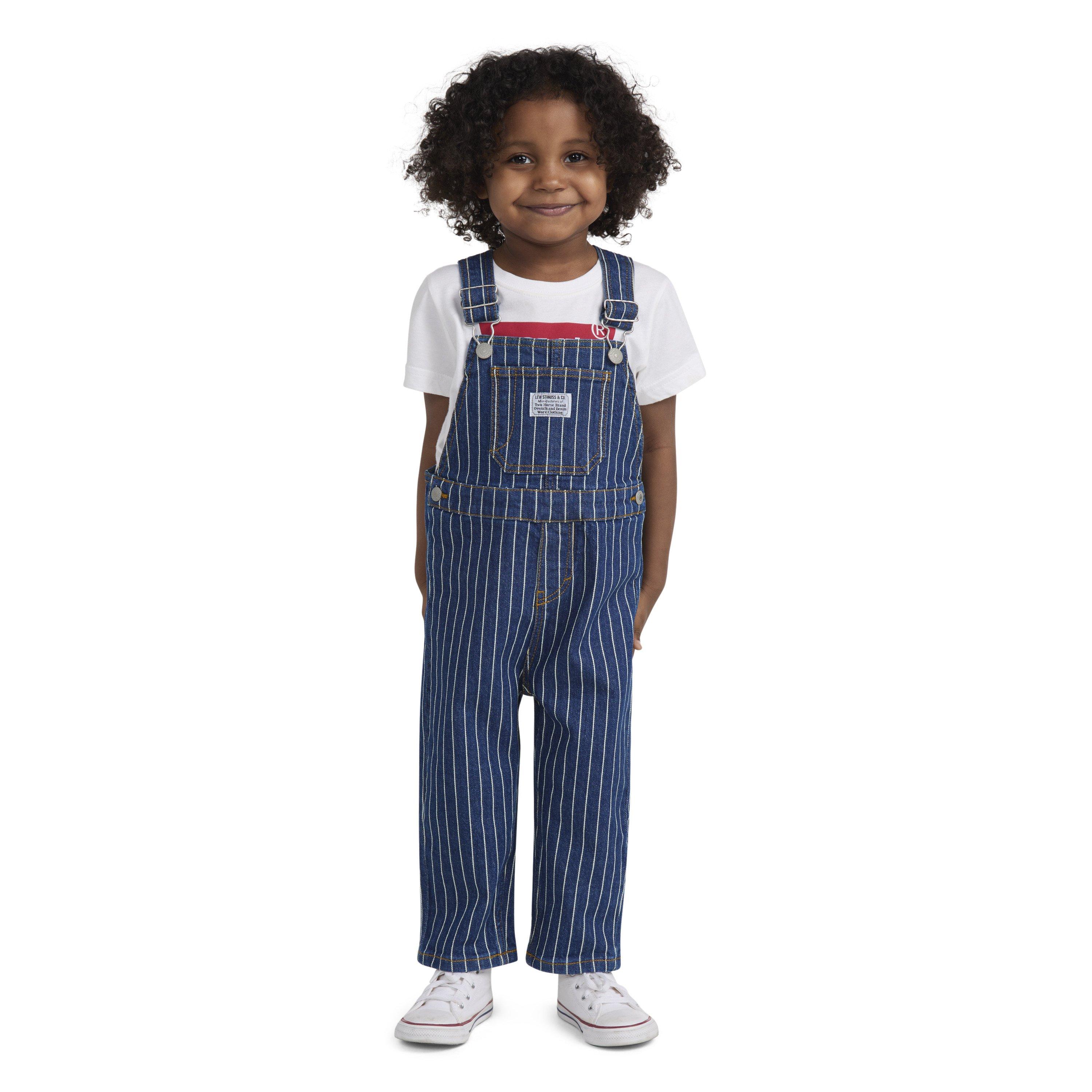 Levi's Herringbone Toddler Girls' Dark Wash Denim Overalls - DARK BLUE Thumbnail View 1