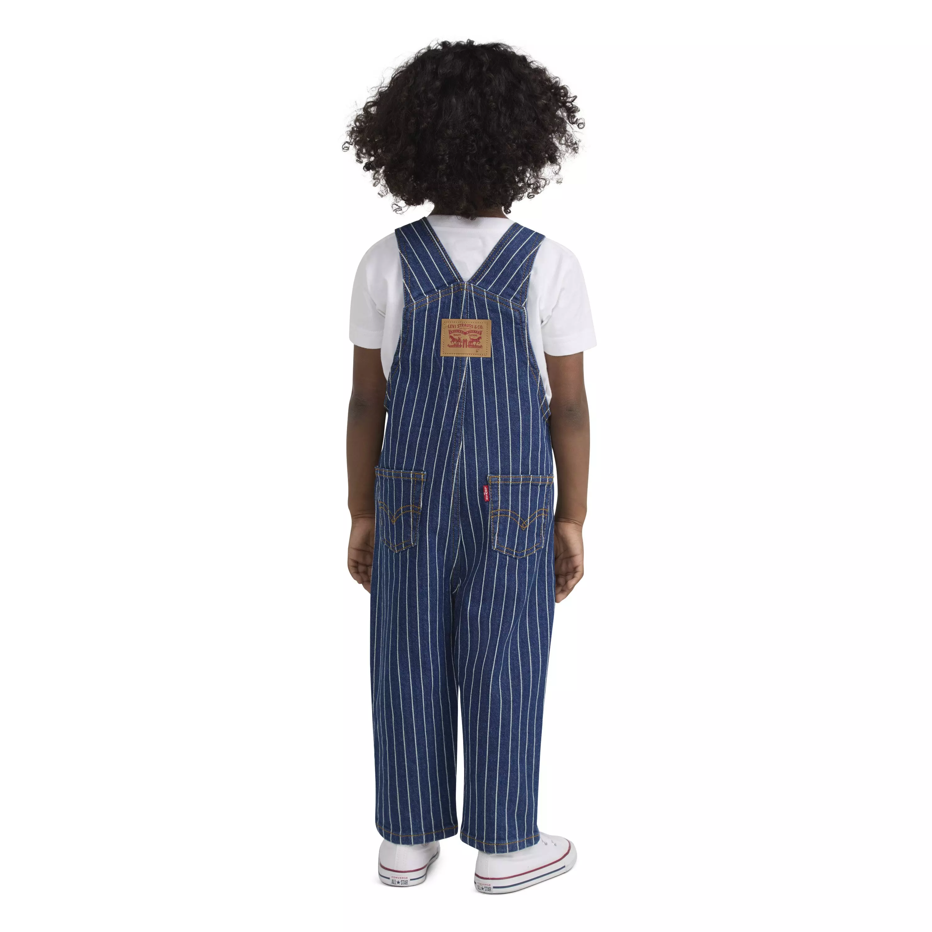 Levi's Herringbone Toddler Girls' Dark Wash Denim Overalls - DARK BLUE