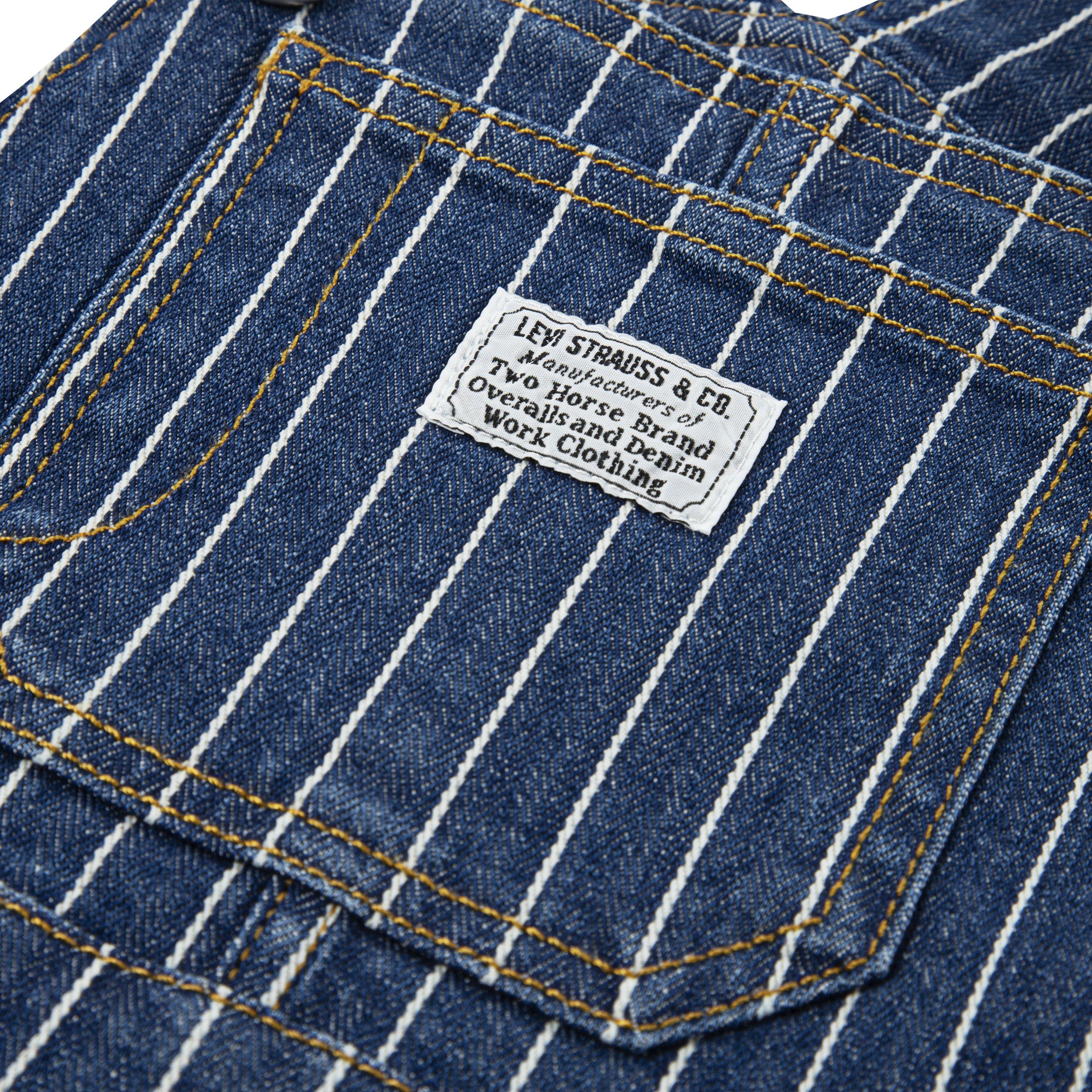 Levi's Herringbone Toddler Girls' Dark Wash Denim Overalls - DARK BLUE Thumbnail View 3