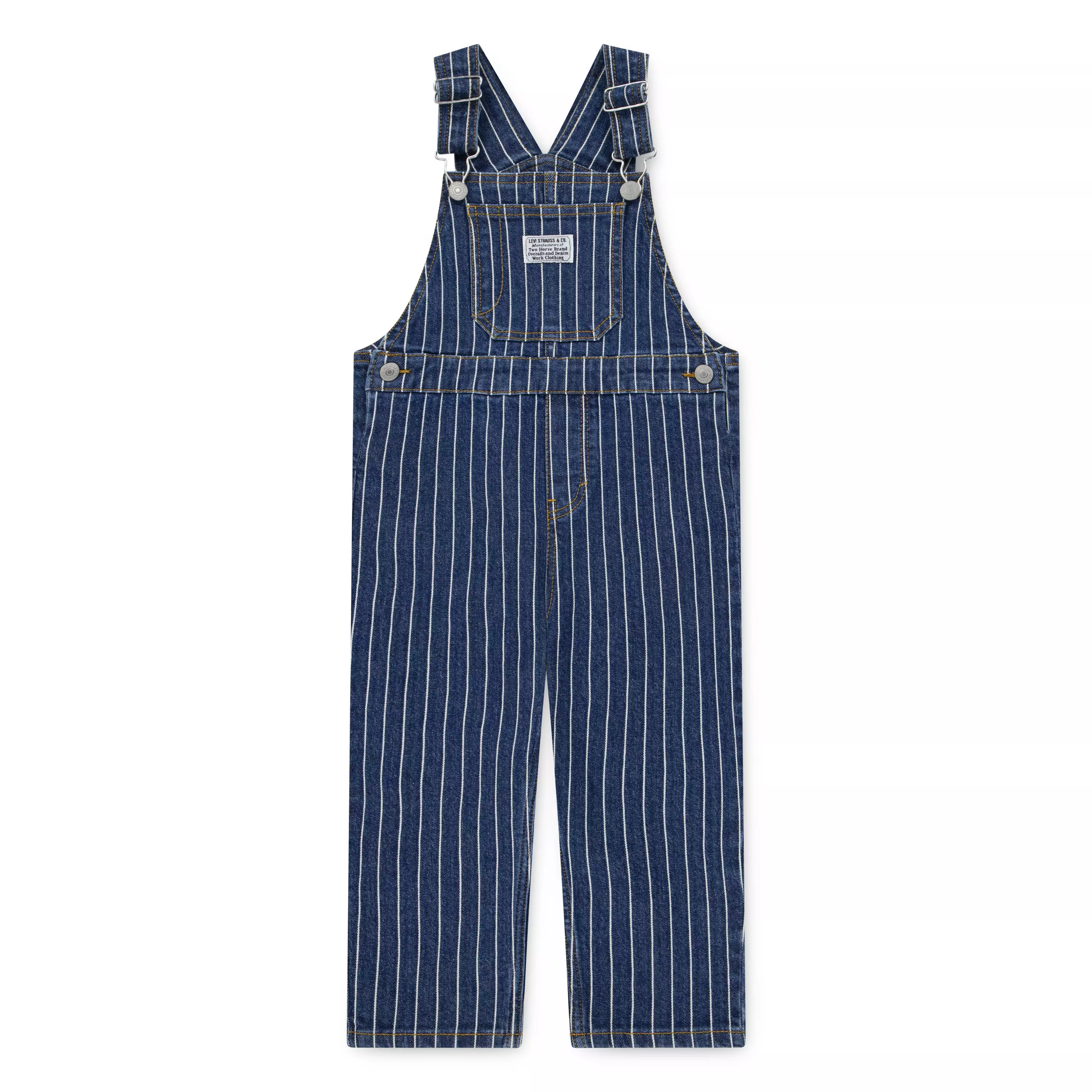 Levi's Toddler Girls' Herringbone Dark Wash Denim Overalls - DARK BLUE