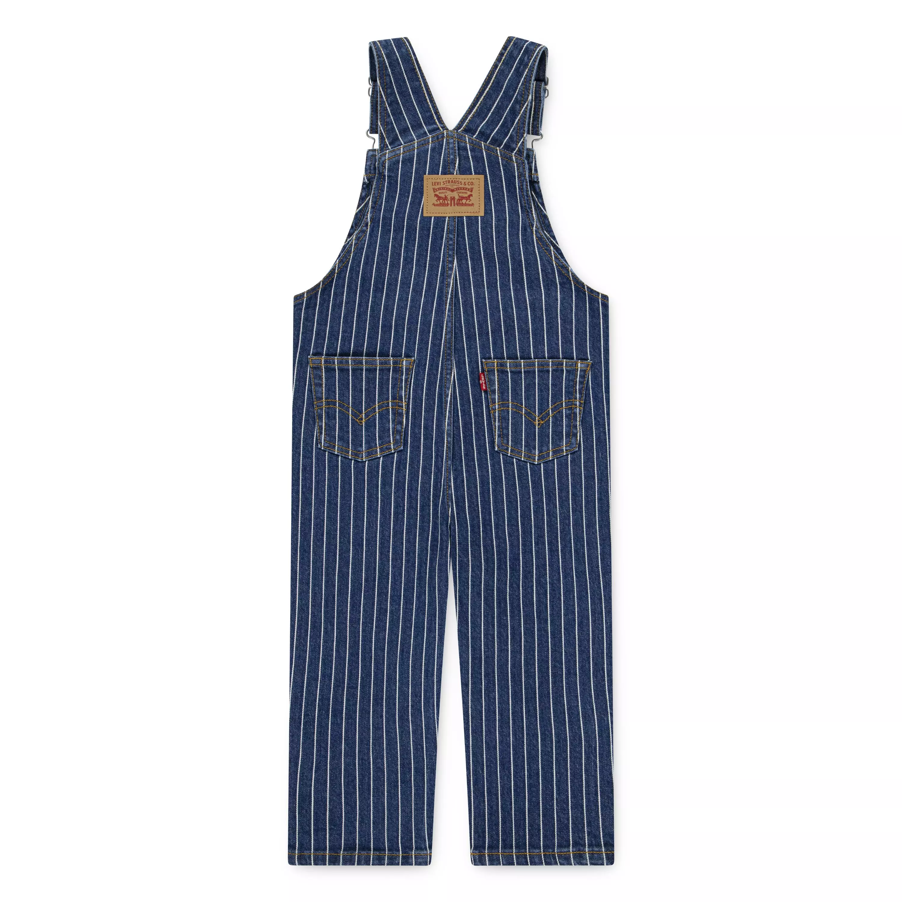 Levi's Herringbone Toddler Girls' Dark Wash Denim Overalls - DARK BLUE
