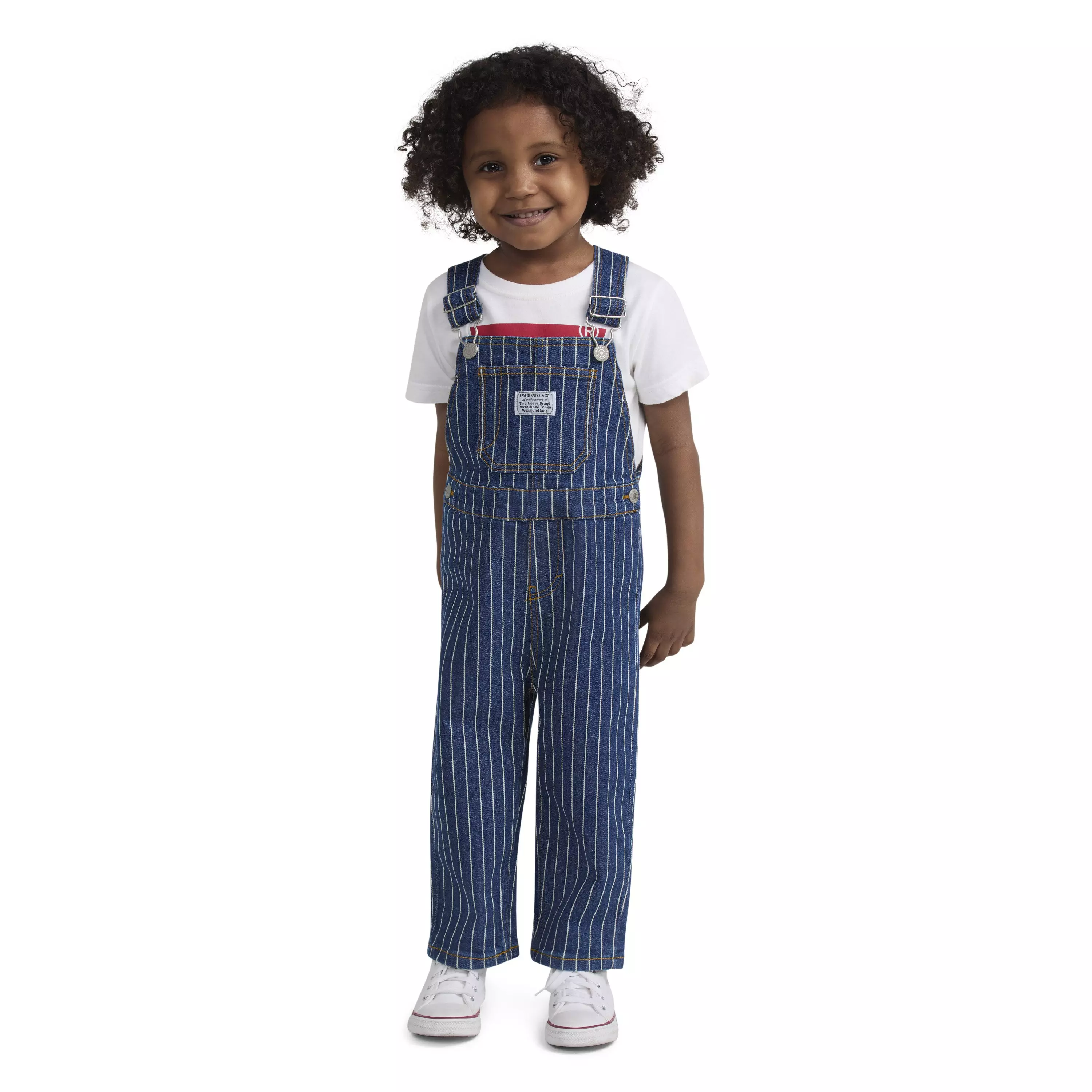 Levi's Herringbone Toddler Girls' Dark Wash Denim Overalls - DARK BLUE