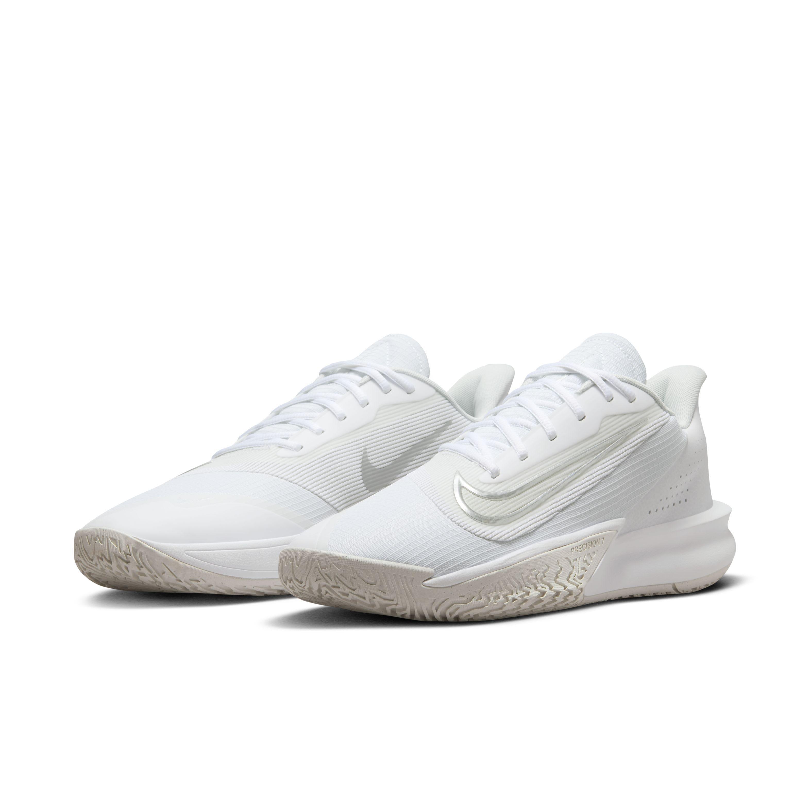 Nike Precision 7 "White/Photon Dust/Light Smoke Grey" Men's Basketball Shoe - WHITE/DUST/LT GREY Thumbnail View 3