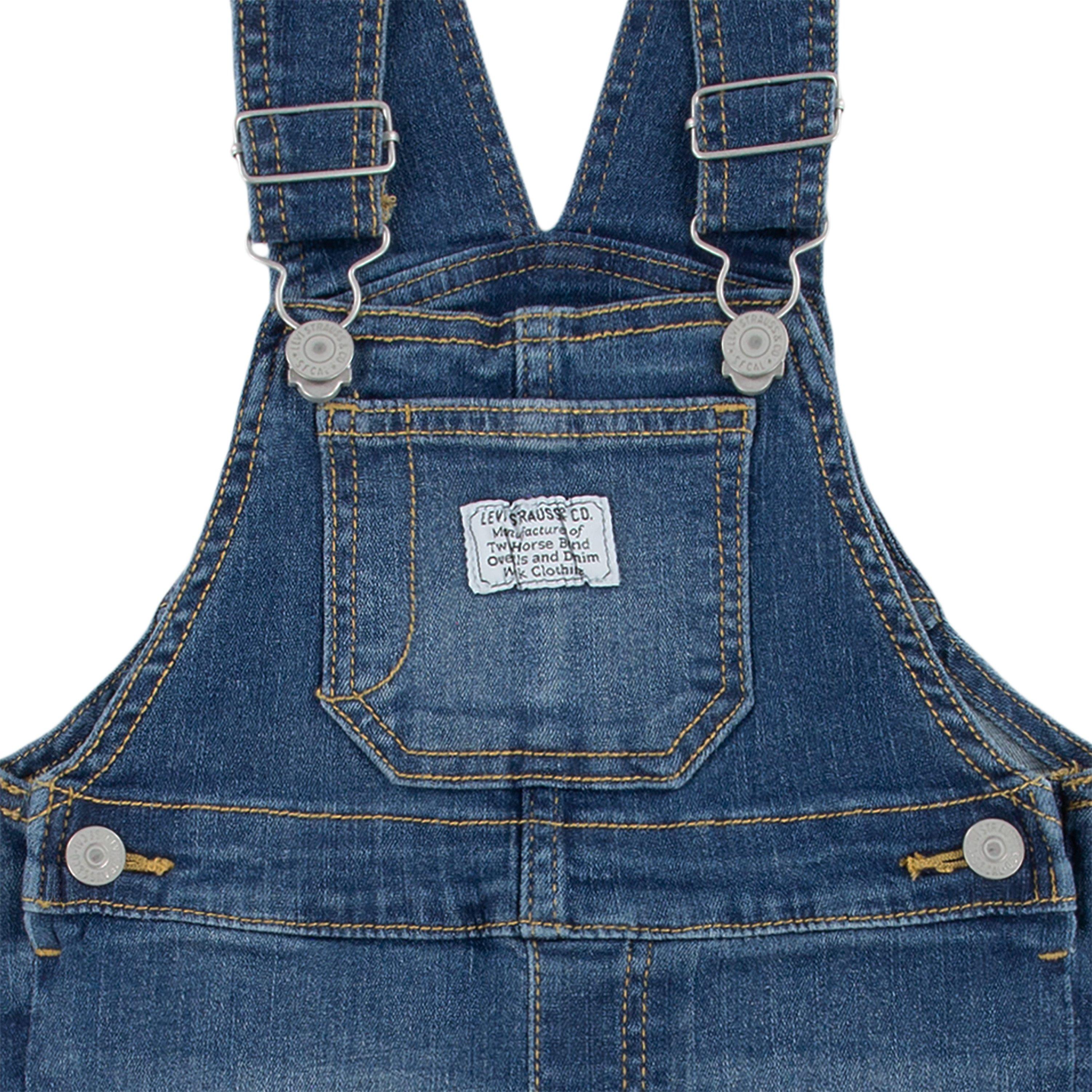 Levi's Infant Boys' Lightweight Dark Wash Denim Overalls - BLUE Thumbnail View 3