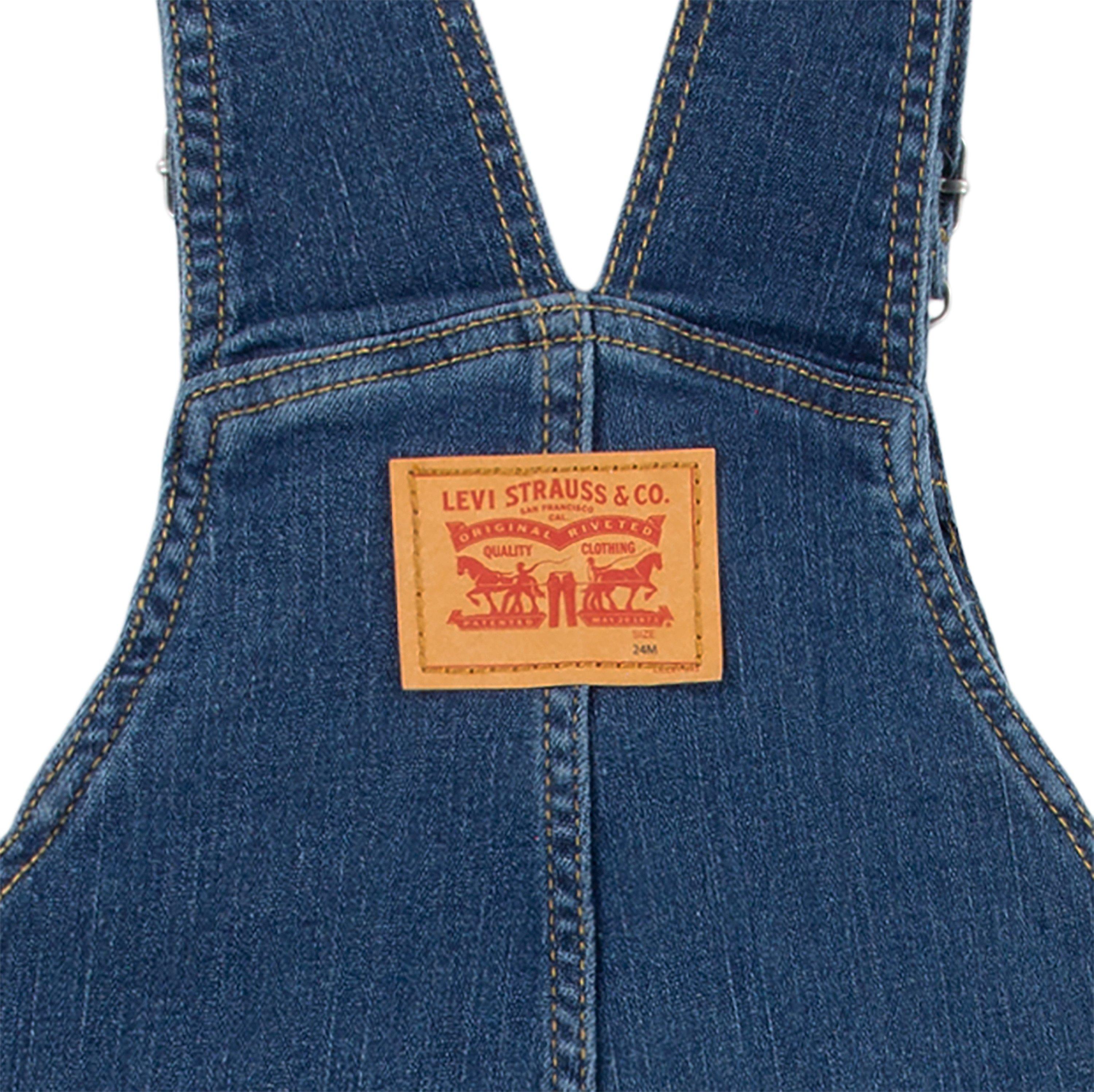 Levi's Infant Boys' Lightweight Dark Wash Denim Overalls - BLUE Thumbnail View 4