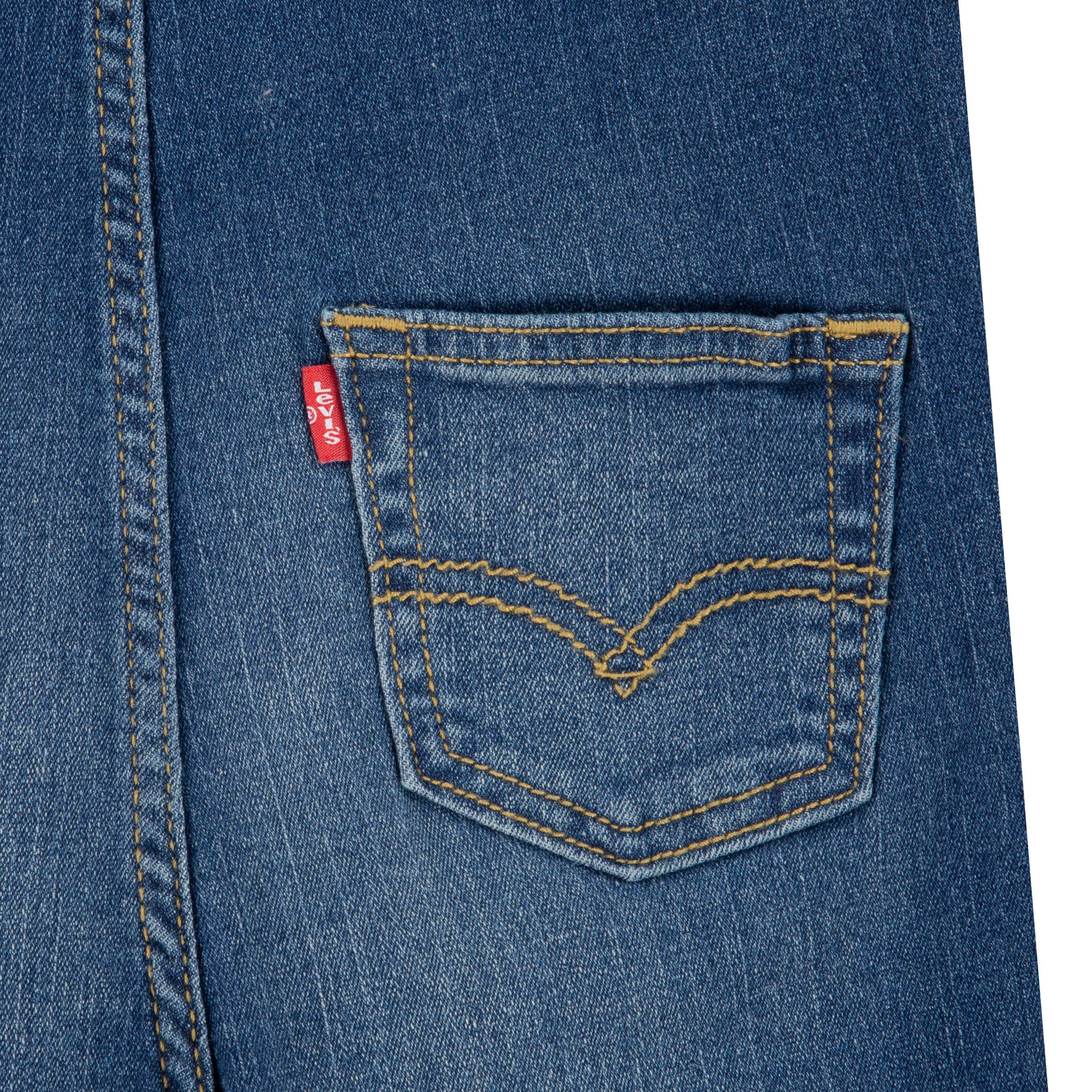 Levi's Infant Boys' Lightweight Dark Wash Denim Overalls - BLUE Thumbnail View 5