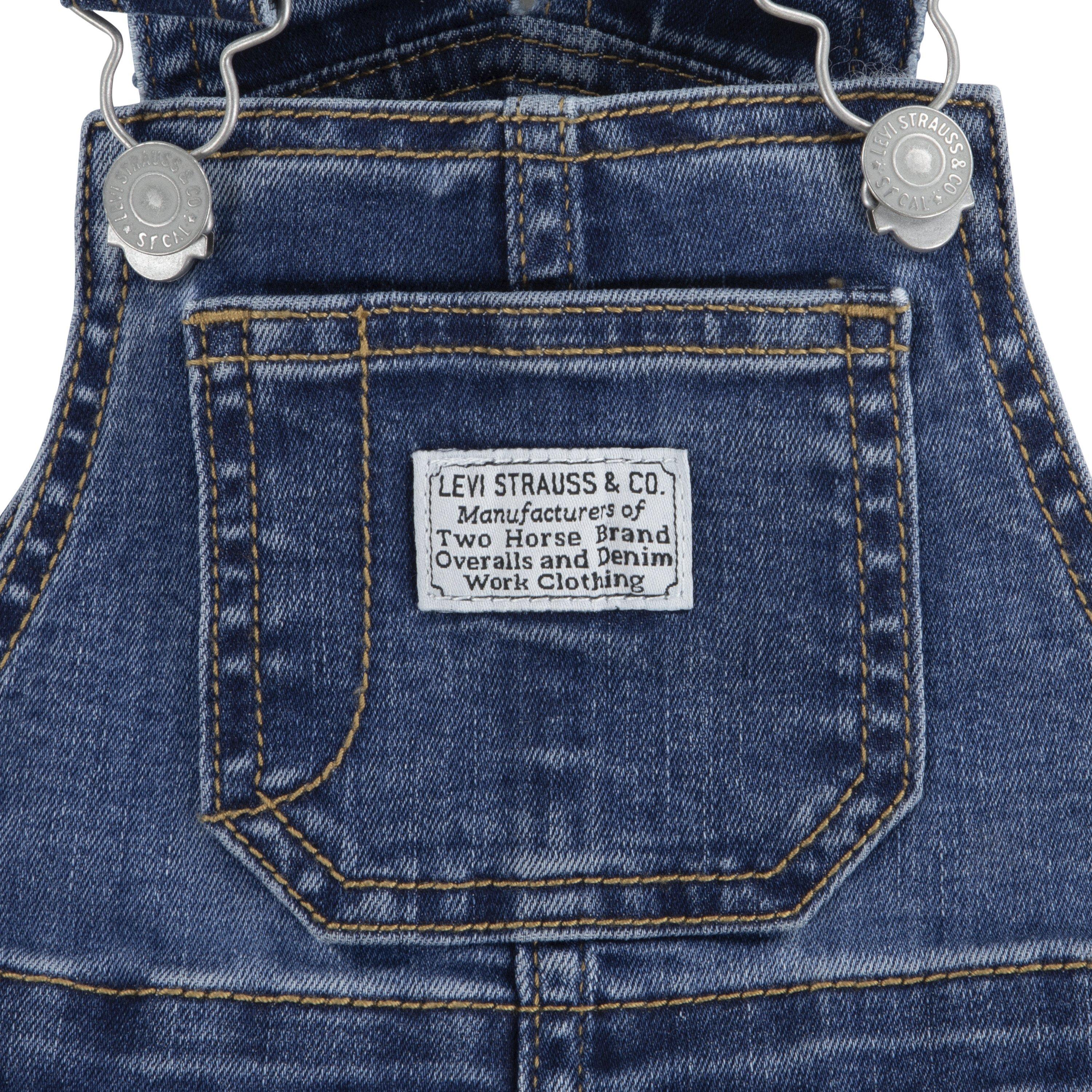 Levi's Toddler Boys' Lightweight Dark Wash Denim Overalls - BLUE Thumbnail View 5