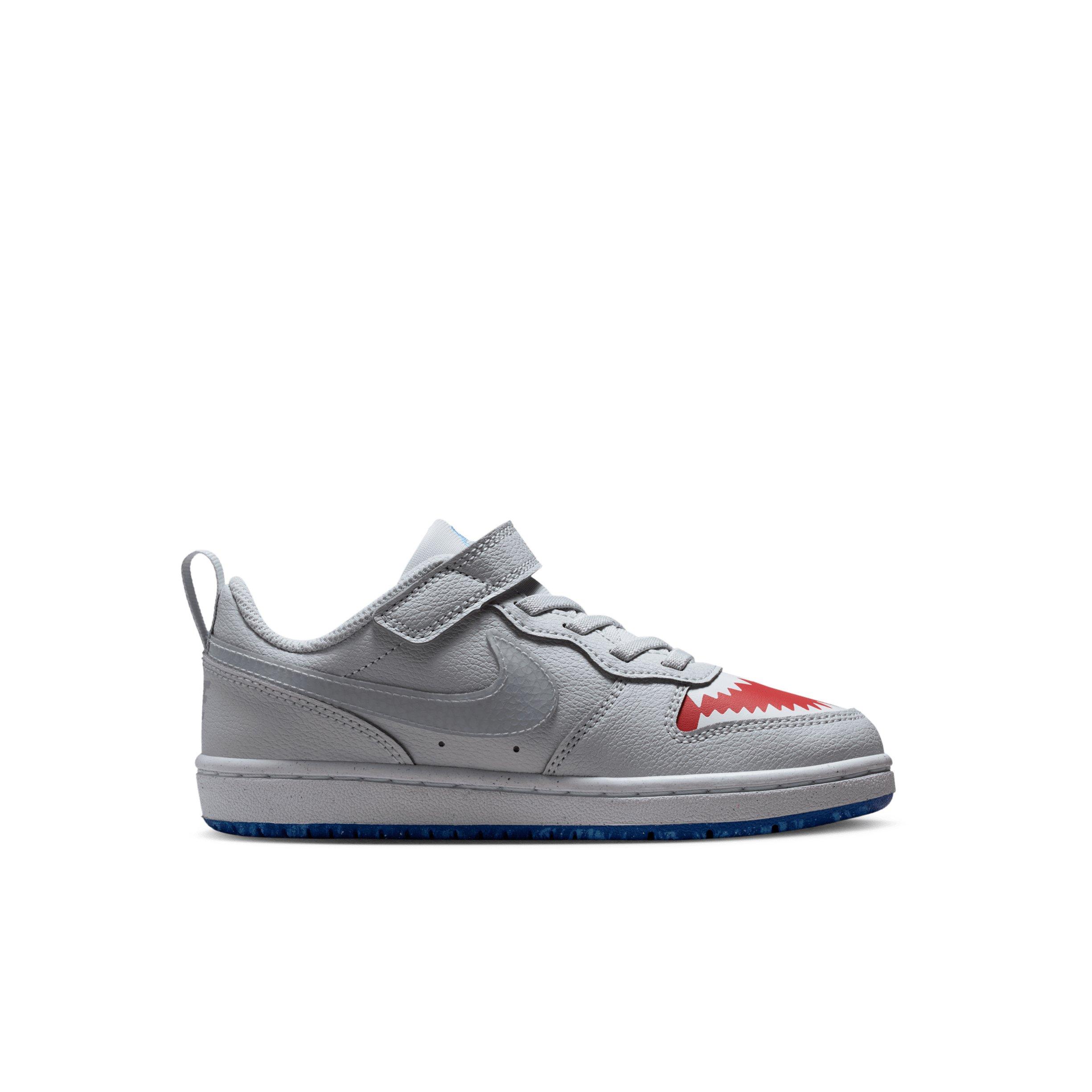 Nike Court Borough Low "Pure Platinum/University Red/Game Royal/Wolf Grey" Preschool Boys' Shoe - PLATINUM/RED/ROYAL/GREY Thumbnail View 1