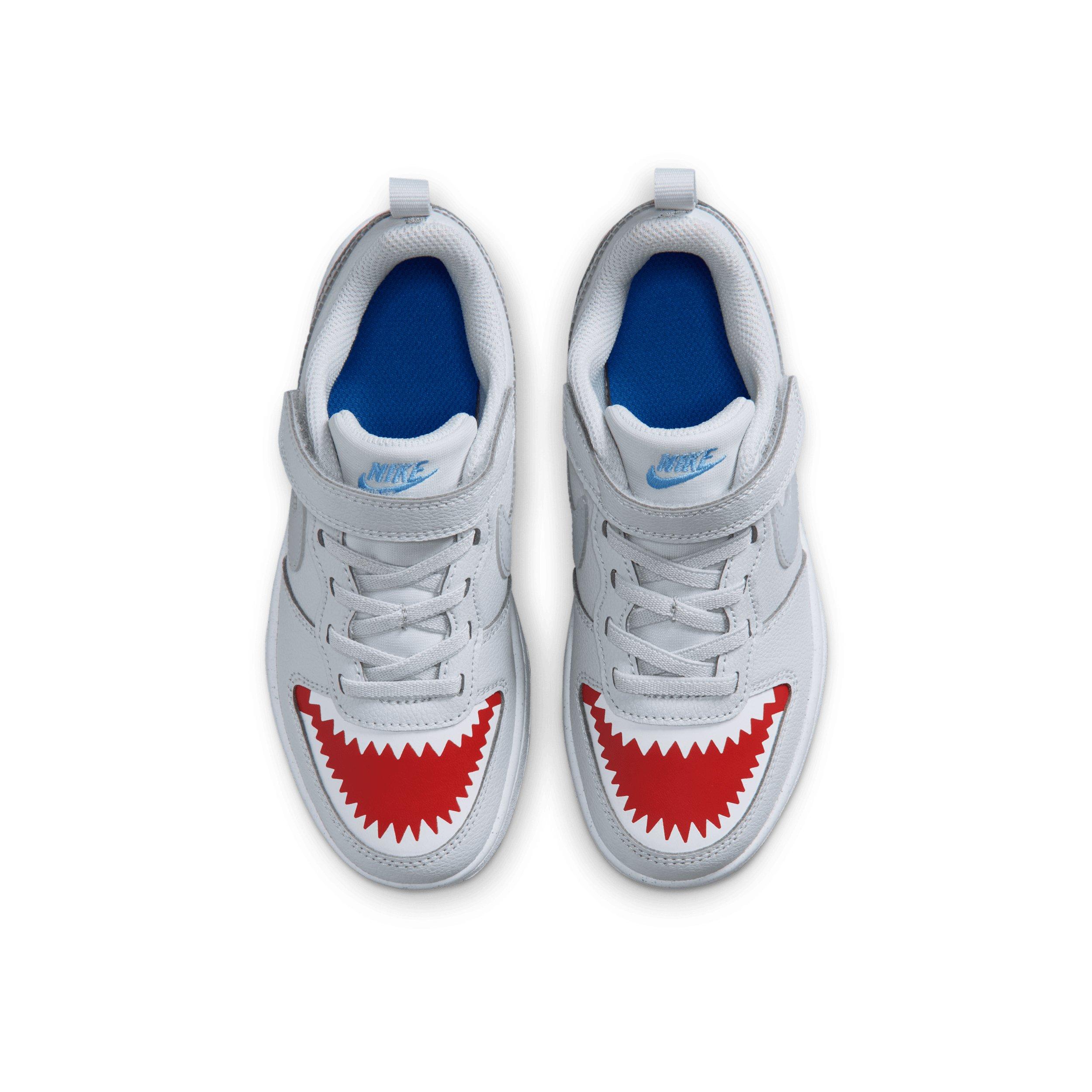 Nike Court Borough Low "Pure Platinum/University Red/Game Royal/Wolf Grey" Preschool Boys' Shoe - PLATINUM/RED/ROYAL/GREY Thumbnail View 4