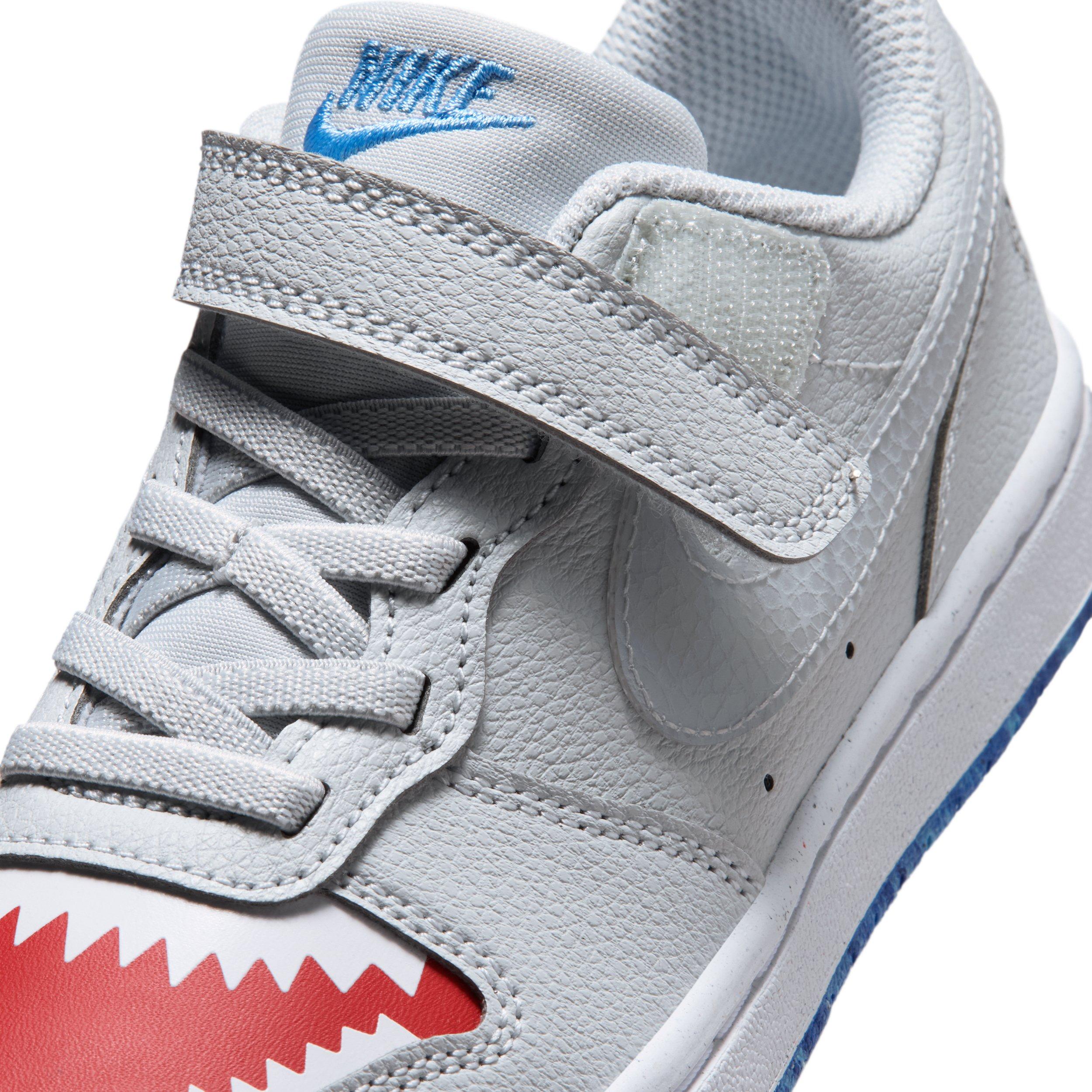 Nike Court Borough Low "Pure Platinum/University Red/Game Royal/Wolf Grey" Preschool Boys' Shoe - PLATINUM/RED/ROYAL/GREY Thumbnail View 7