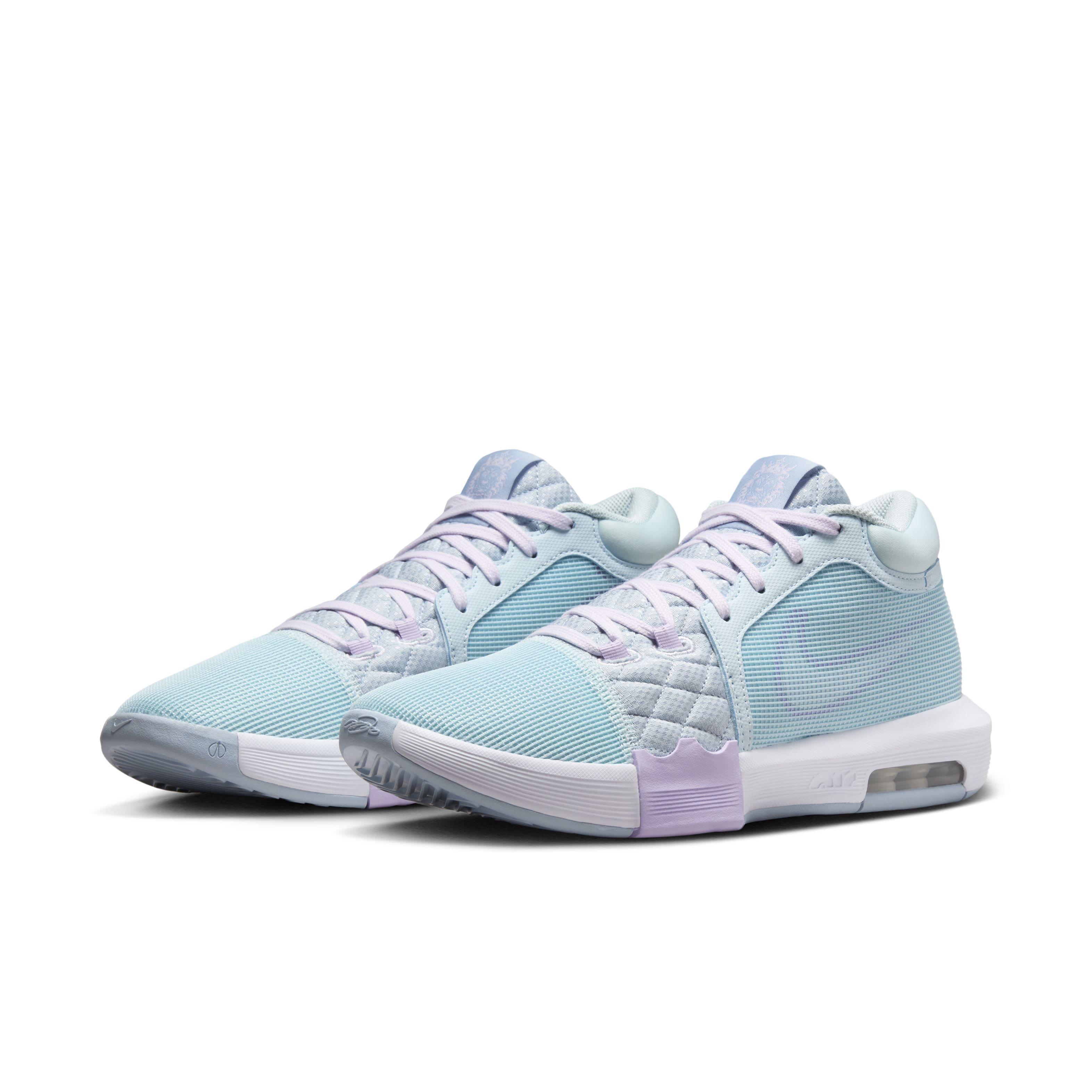 Nike LeBron Witness 8 "Glacier Blue/Light Armory Blue/Lilac Bloom/White" Men's Basketball Shoe - BLUE/LT BLUE/LILAC/WHITE Thumbnail View 3