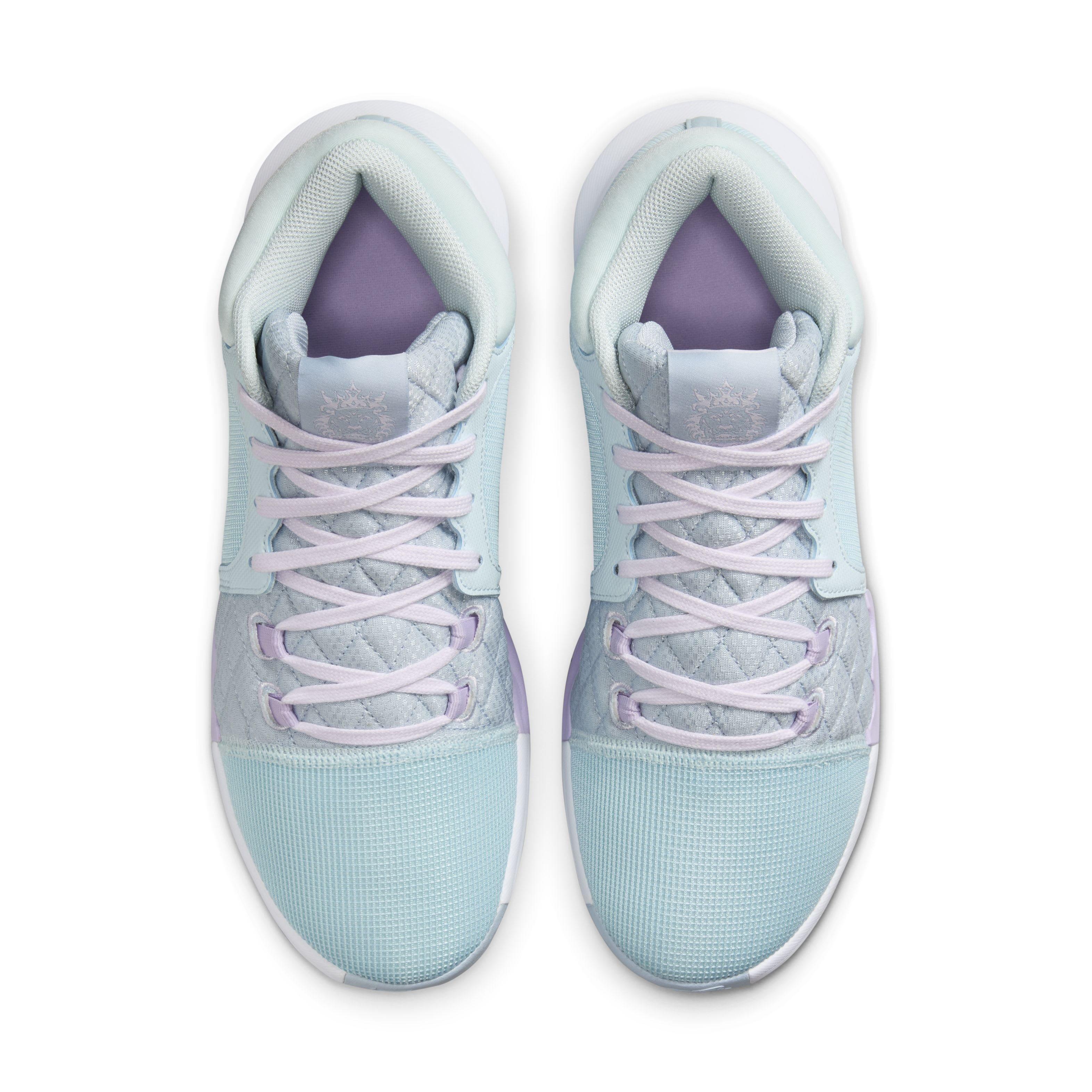 Nike LeBron Witness 8 "Glacier Blue/Light Armory Blue/Lilac Bloom/White" Men's Basketball Shoe - BLUE/LT BLUE/LILAC/WHITE Thumbnail View 4
