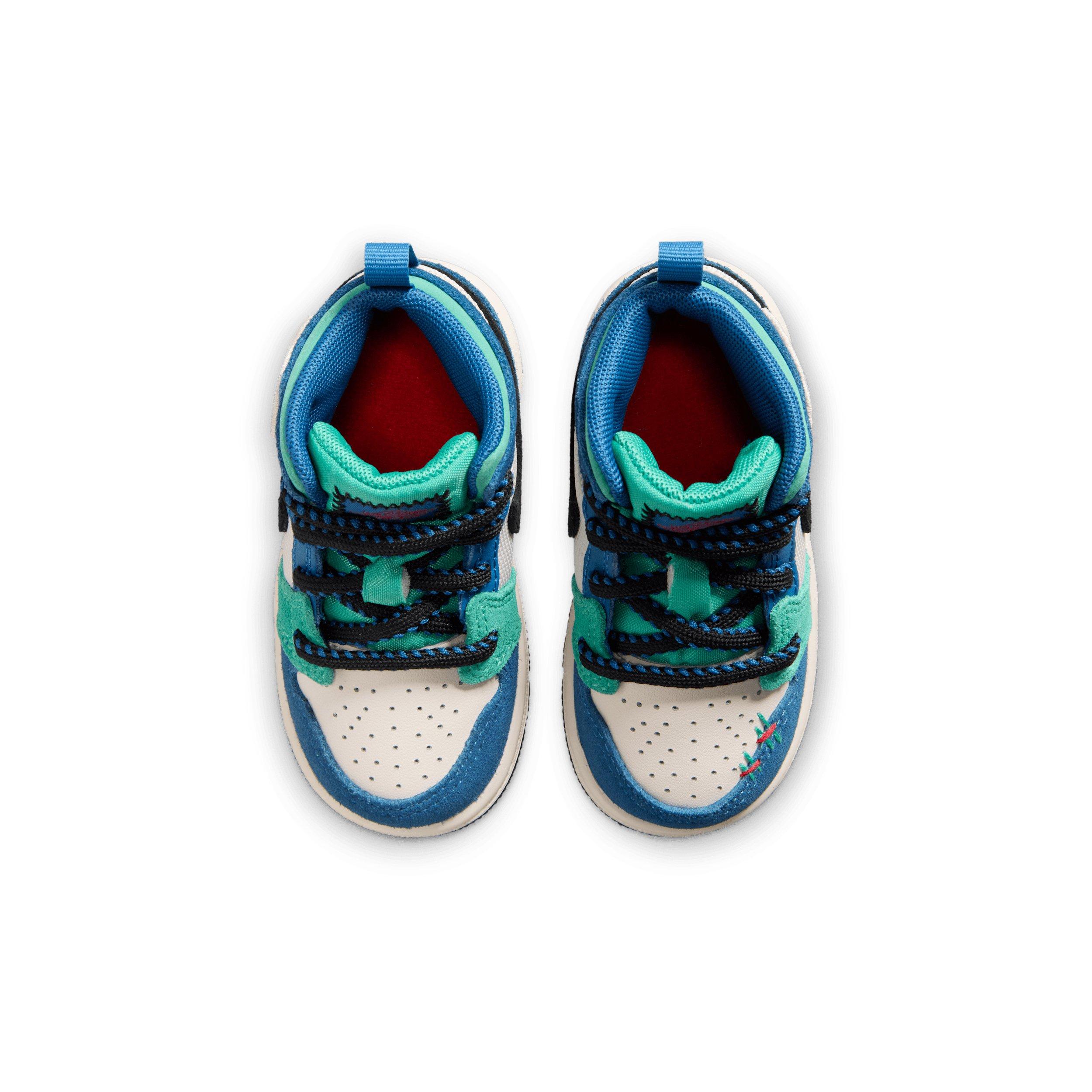 Jordan 1 Mid SE "Chalk/True Blue/Kinetic Green/University Red" Infant Boys' Shoe - CHALK/BLUE/GREEN/RED