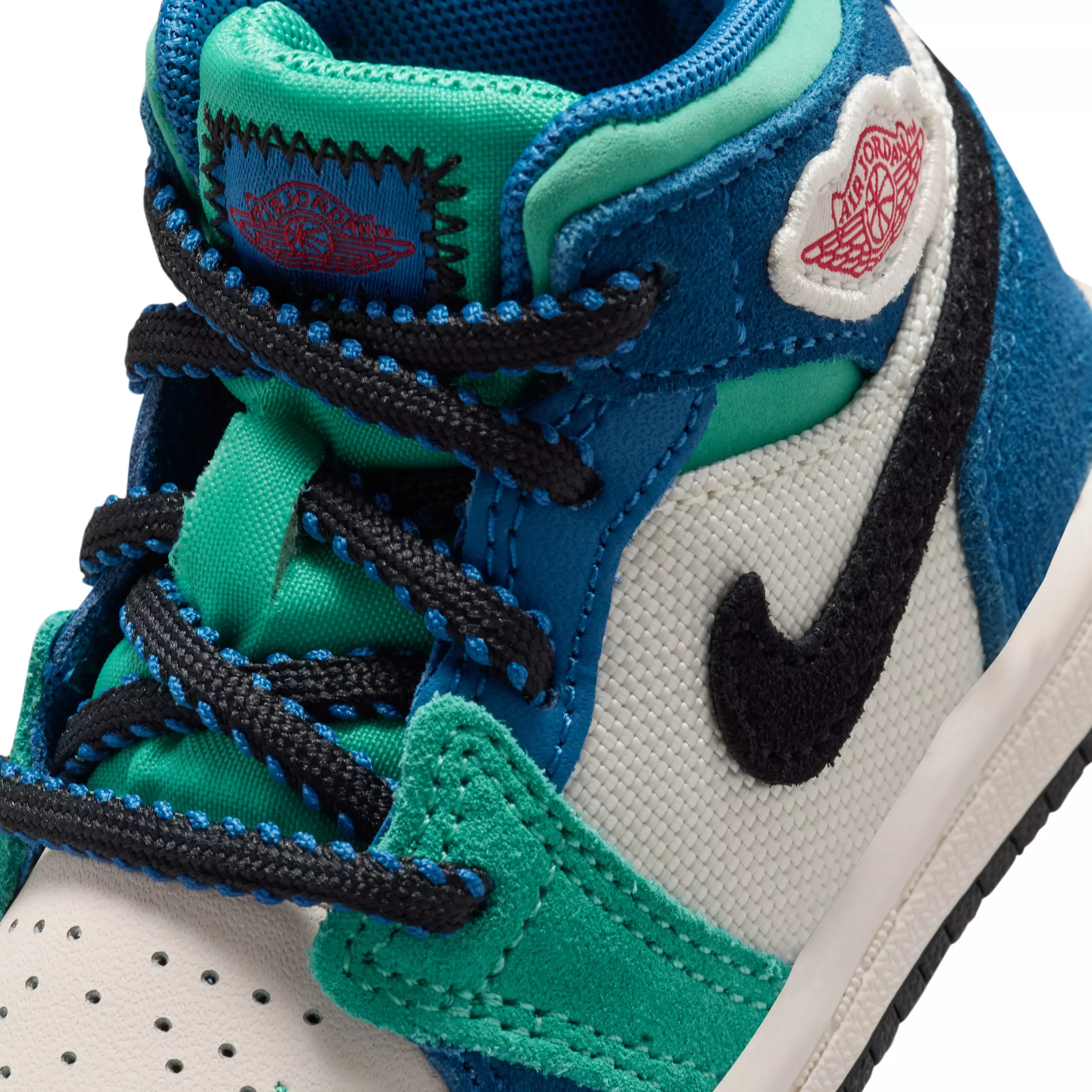 Jordan 1 Mid SE "Chalk/True Blue/Kinetic Green/University Red" Infant Boys' Shoe - CHALK/BLUE/GREEN/RED