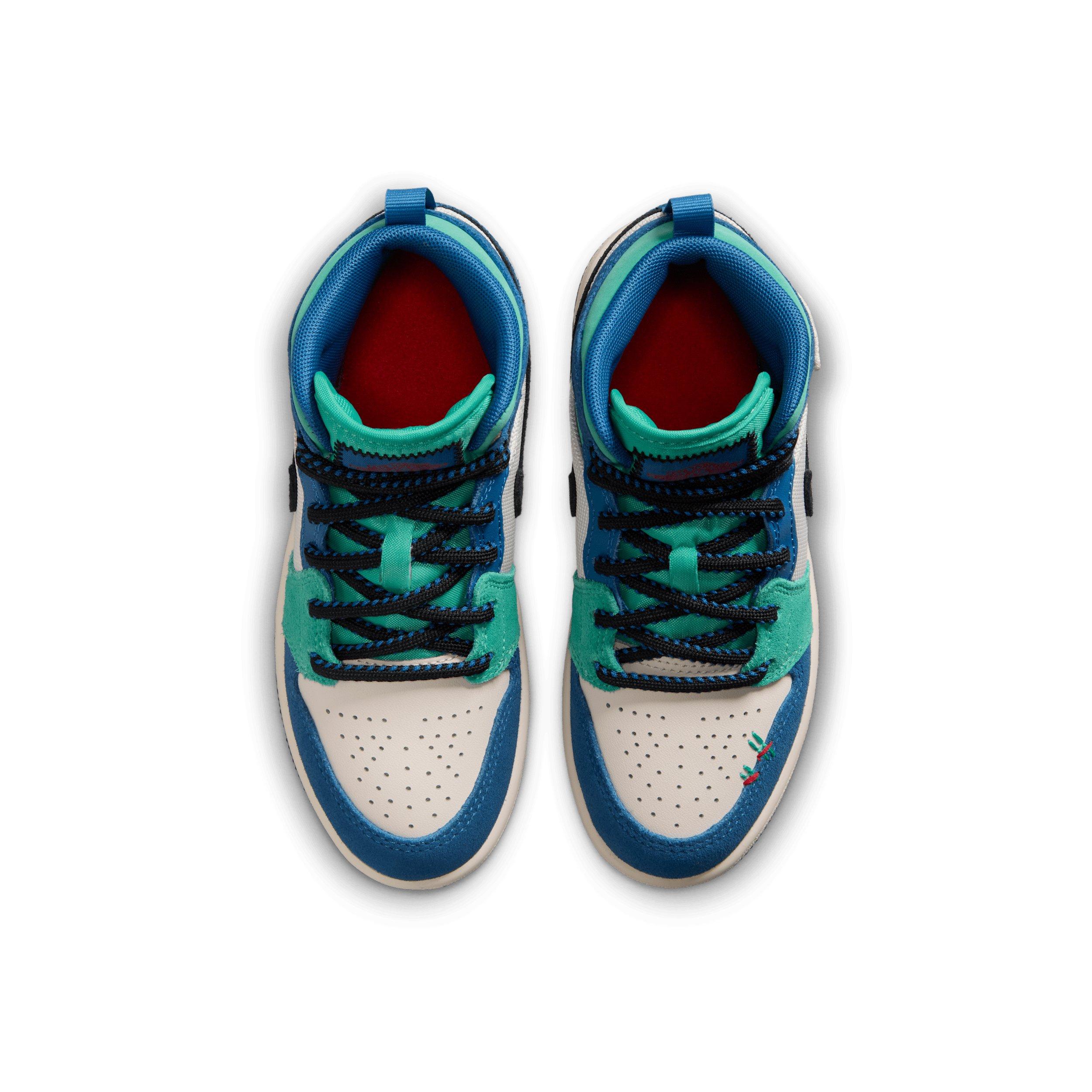 Jordan 1 Mid SE "Chalk/True Blue/Kinetic Green/University Red" Preschool Boys' Shoe - CHALK/BLUE/GREEN/RED