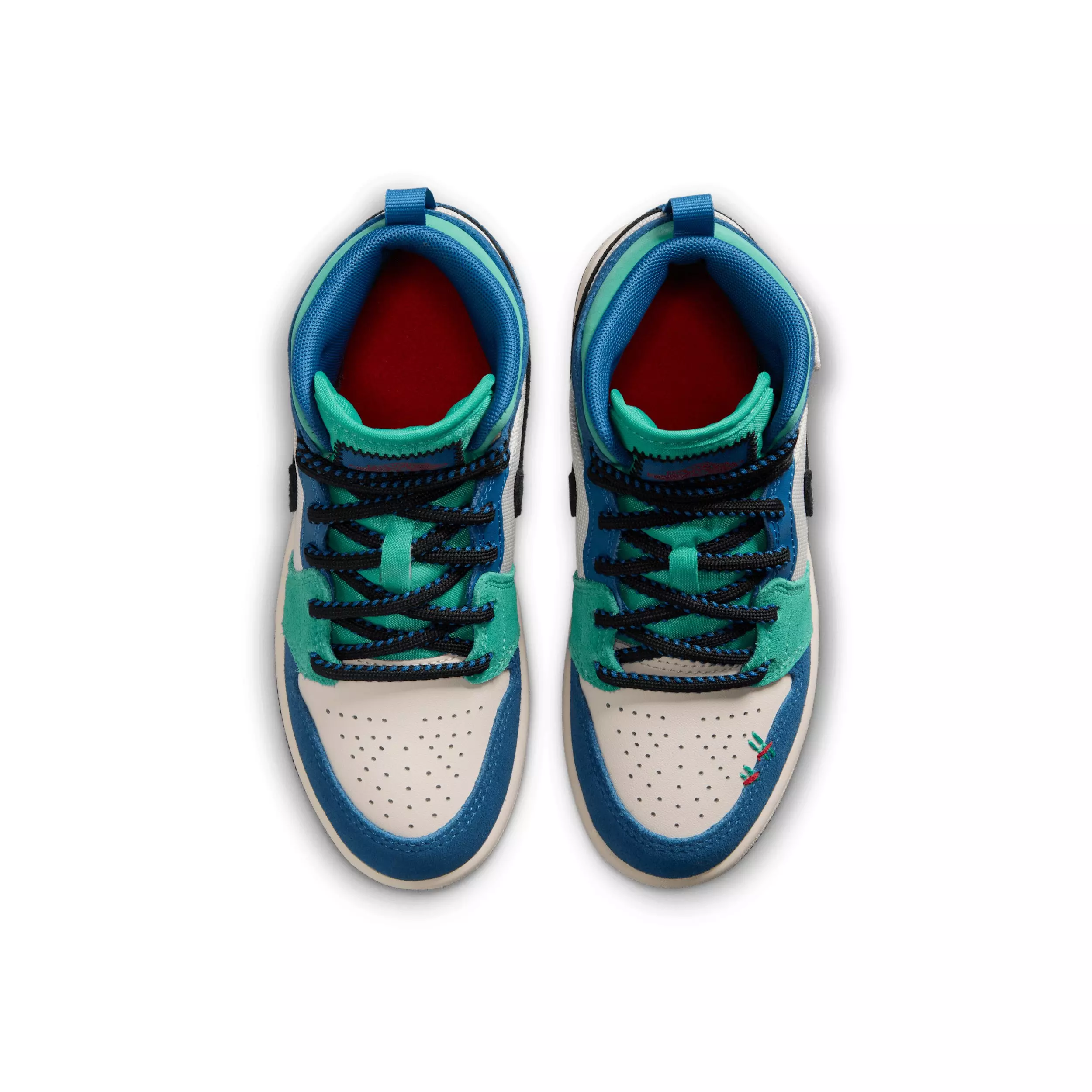 Jordan 1 Mid SE "Chalk/True Blue/Kinetic Green/University Red" Preschool Boys' Shoe - CHALK/BLUE/GREEN/RED