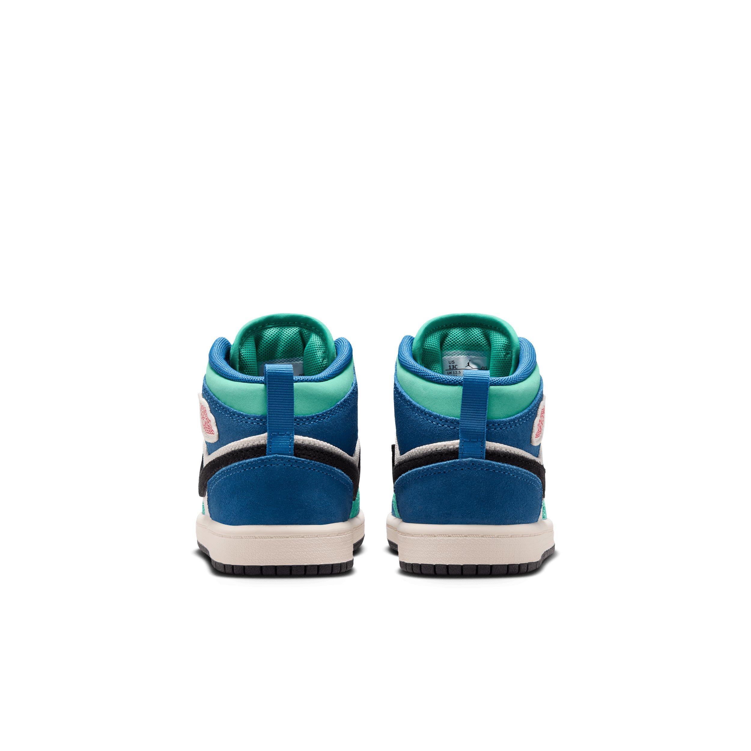 Jordan 1 Mid SE "Chalk/True Blue/Kinetic Green/University Red" Preschool Boys' Shoe - CHALK/BLUE/GREEN/RED
